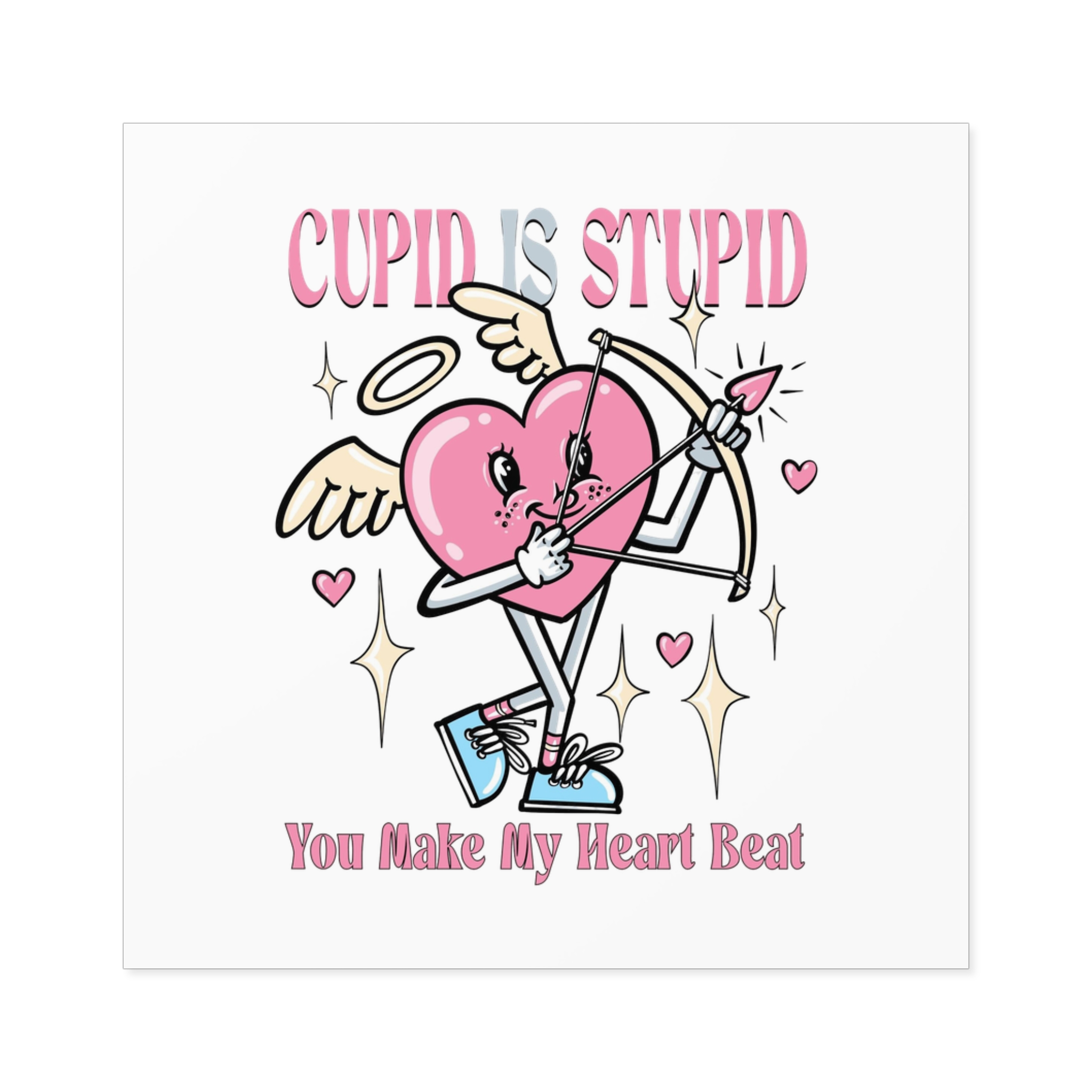 Love Cupid Holding Bow Tshirt Design Laminate Stickers Square - Image 25