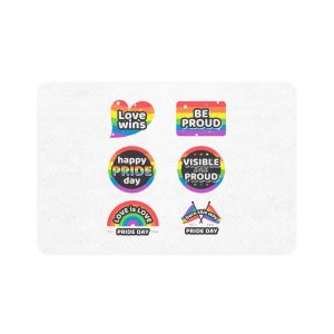 Set Rainbow Pride Labels Pet Food Mat 12x18
