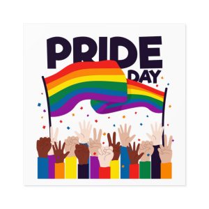 Pride Day Event With Rainbow Flag Theme Laminate Stickers Square