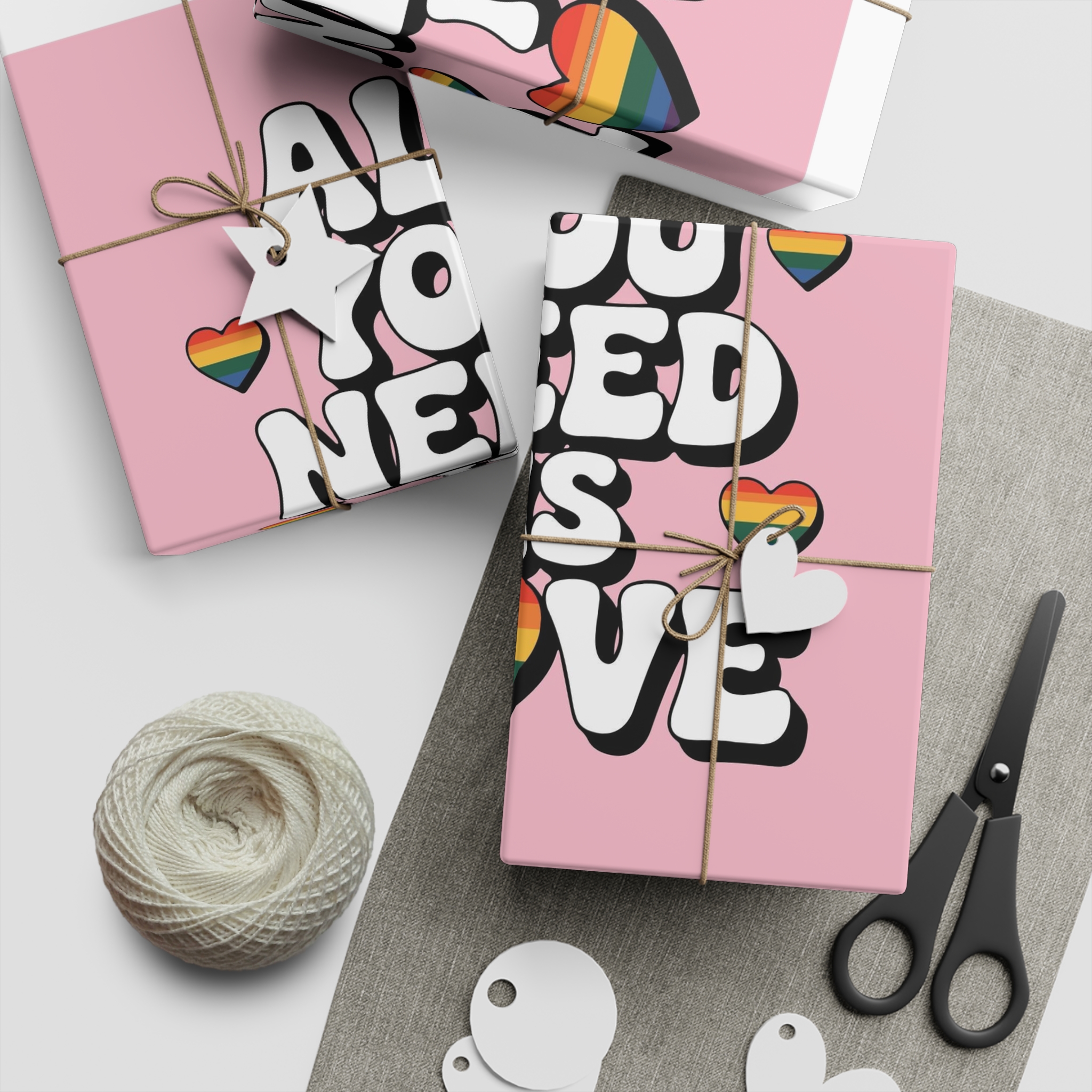 All You Need Is Love Pride Message Gift Wrapping Paper Sheets 1pc - Image 2