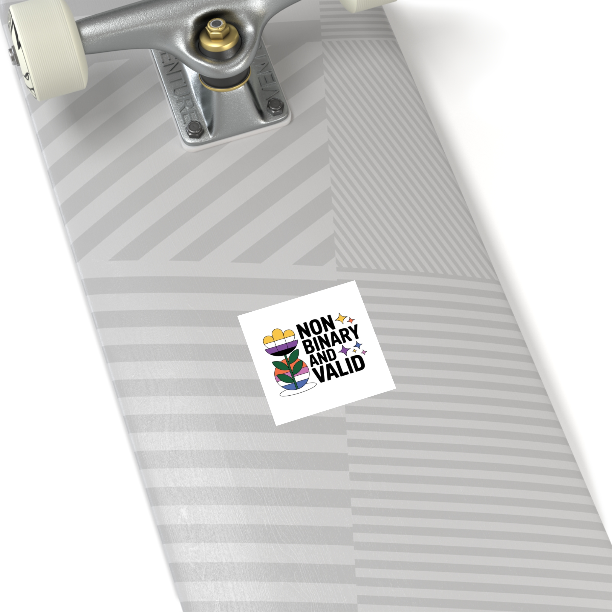 Non Binary Valid T Shirt Design Isolated White Background Laminate Stickers Square - Image 12