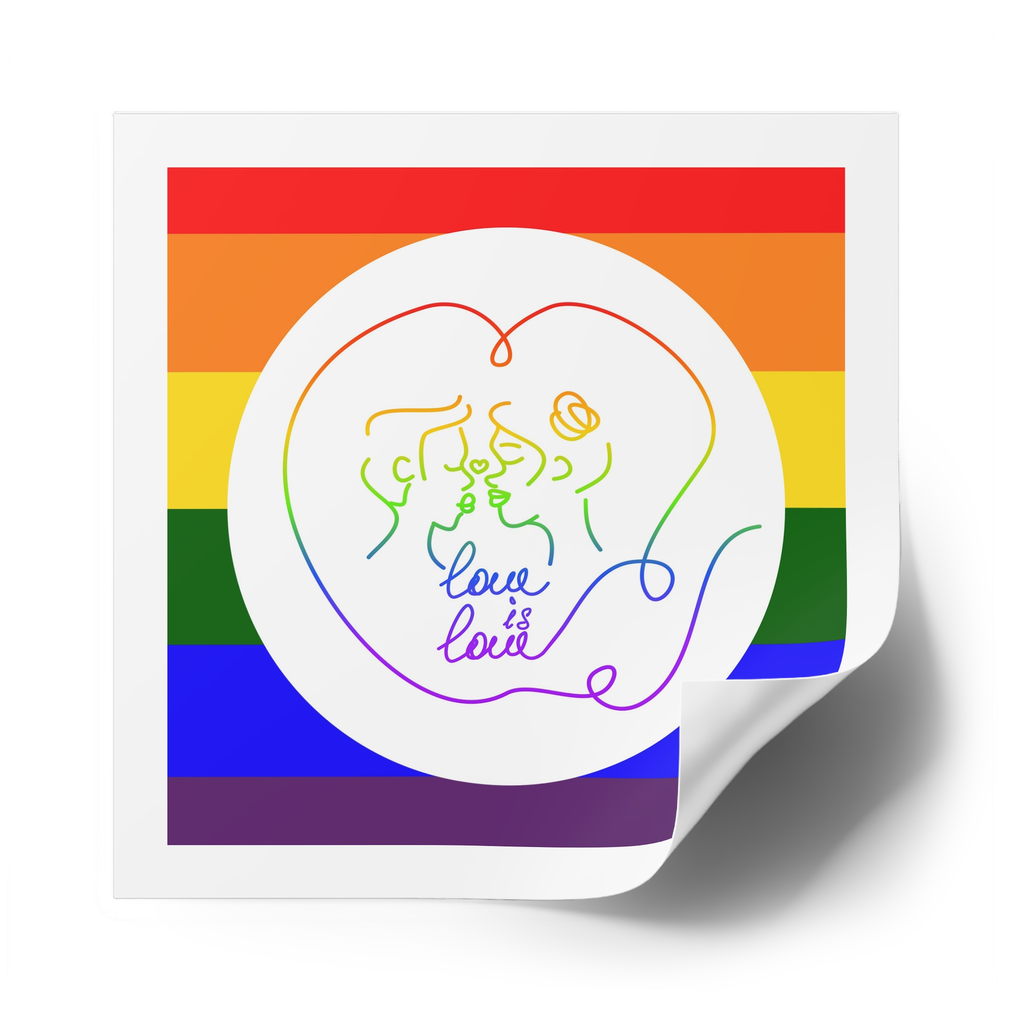 Poster With Kissing Woman Hand Lettering Love Is Love Theme Month Pride Lgbtq Love Background Laminate Stickers Square - Image 62