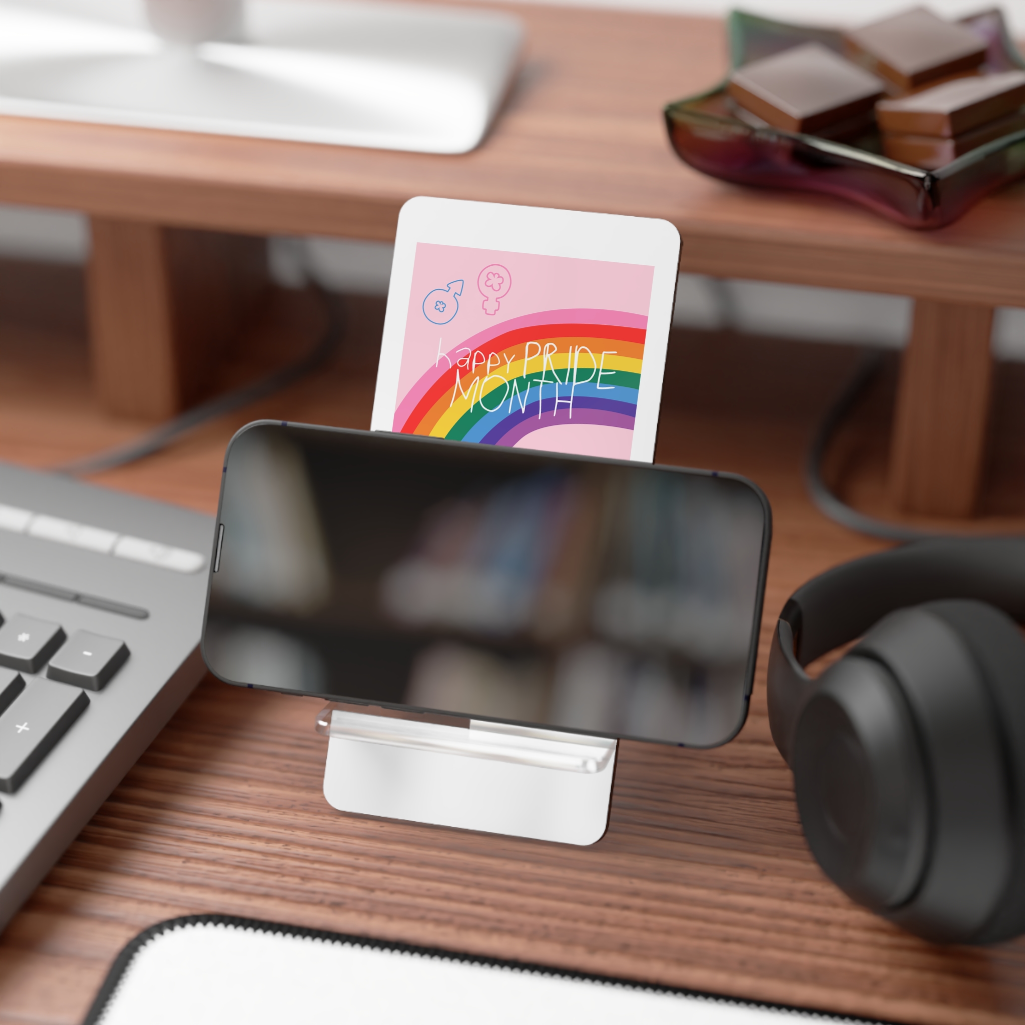 Cute Simple Banner Pride Month Symbols Pride Month With Lgbtq Flag Colours Mobile Display Stand For Smartphones - Image 4