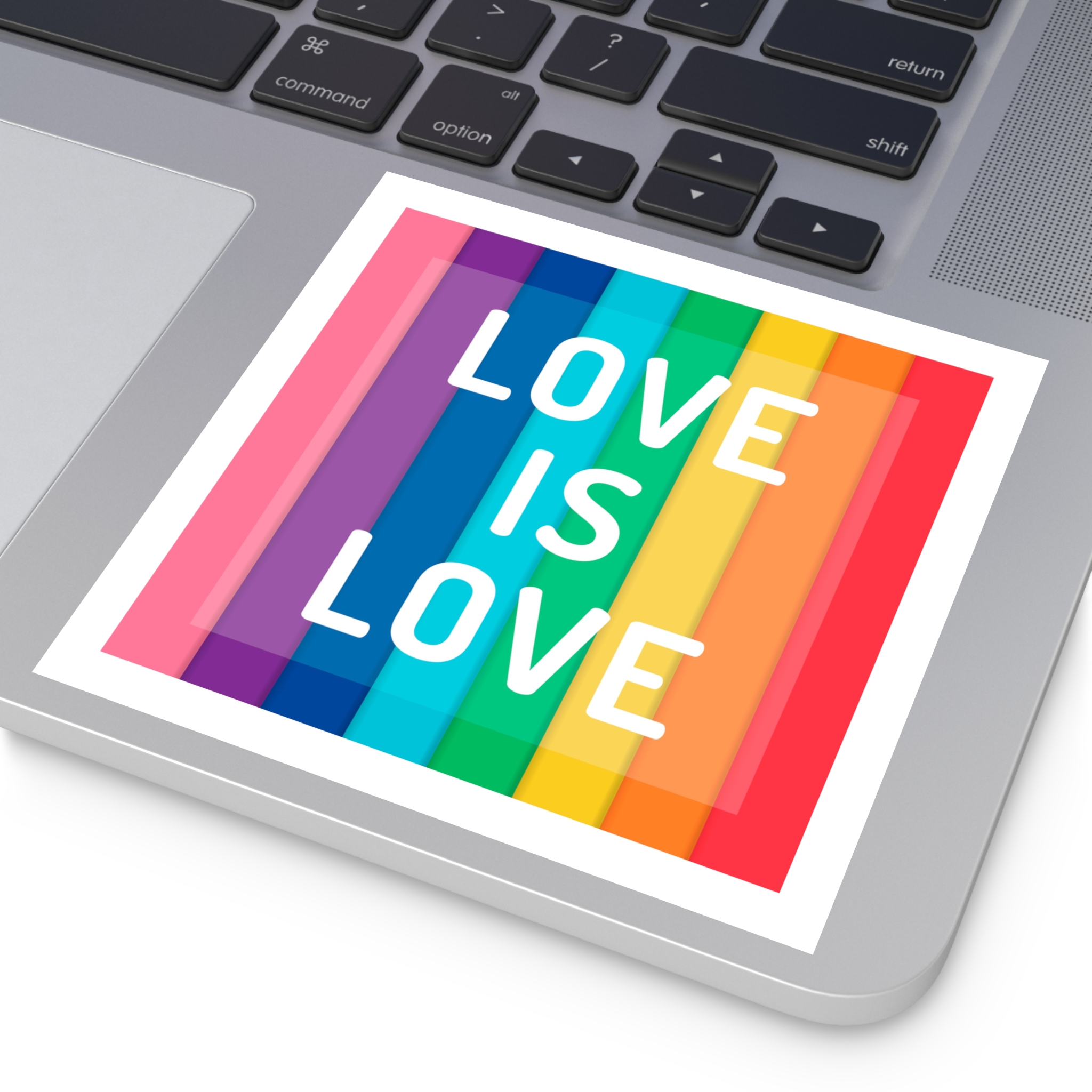 Rainbow Colored Background With Love Is Love Concept Pride Month Laminate Stickers Square - Image 35
