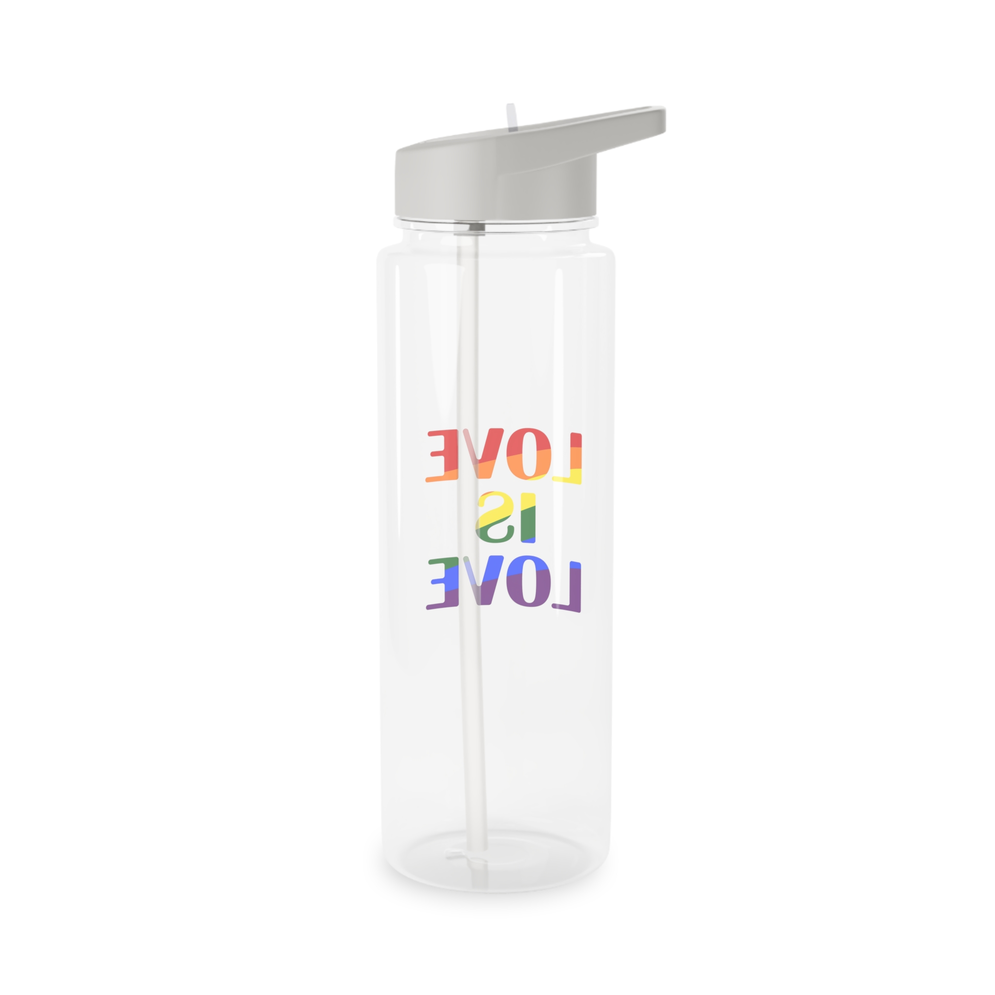 Love Is Love With Rainbow Colors Slogan Typography Banner Tritan Water Bottle - Image 6