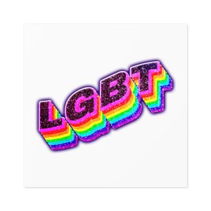 Png Word Lgbt Rainbow Typography Laminate Stickers Square