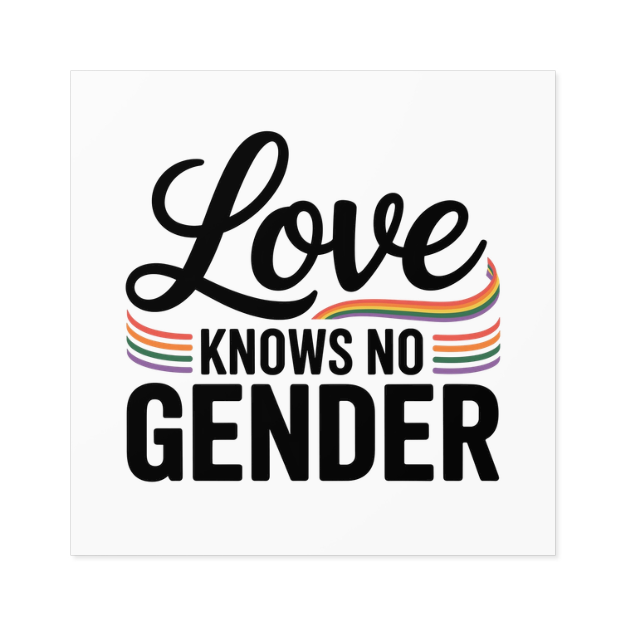 Love Knows No Gender T Shirt Design Isolated White Background 2 Laminate Stickers Square - Image 13