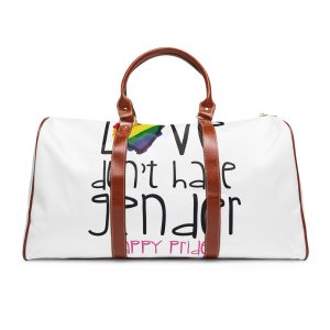 Design With Rainbow Colors Heart With Smile Encouraging Message Happy Pride Waterproof Travel Bag