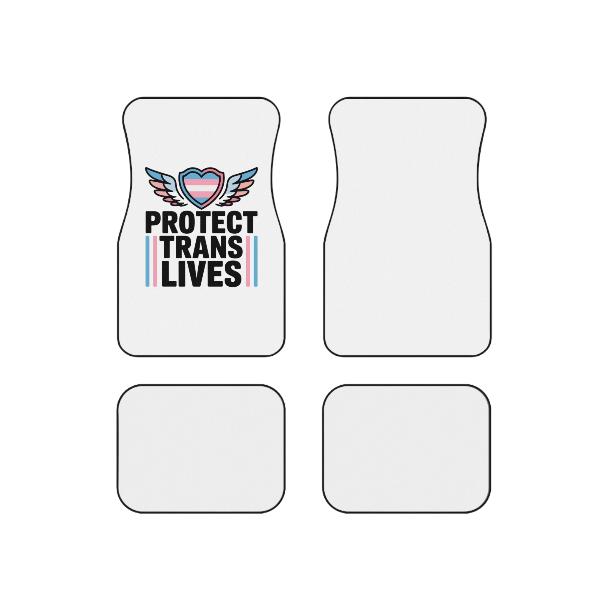 Protect Trans Lives T Shirt Design Isolated White Background 2 Car Mats Set Of 4