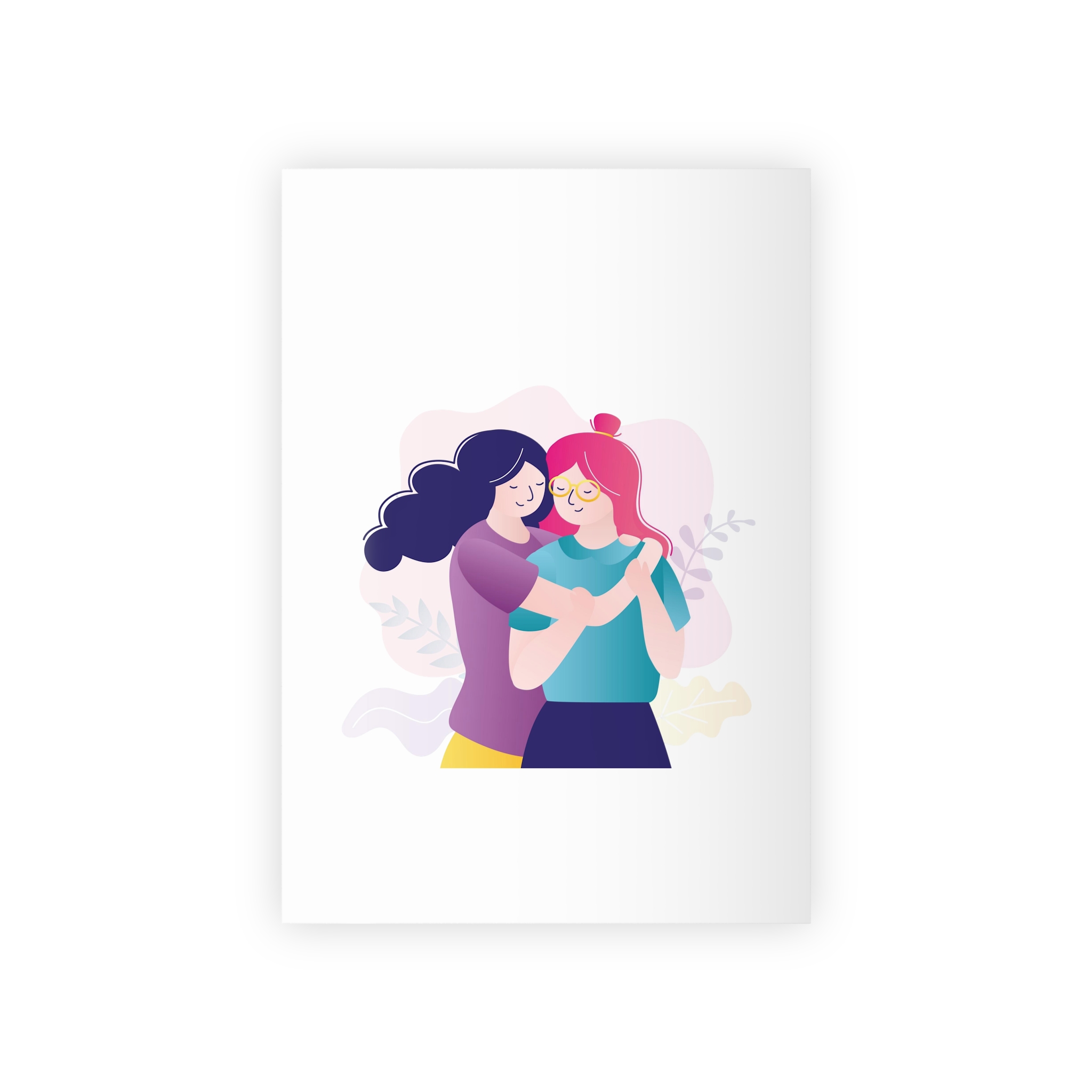 Colorful Portrait Two Best Friends Cute Homosexual Couple Hugging Women Hug Each Other Gift Wrapping Paper Rolls 1pc