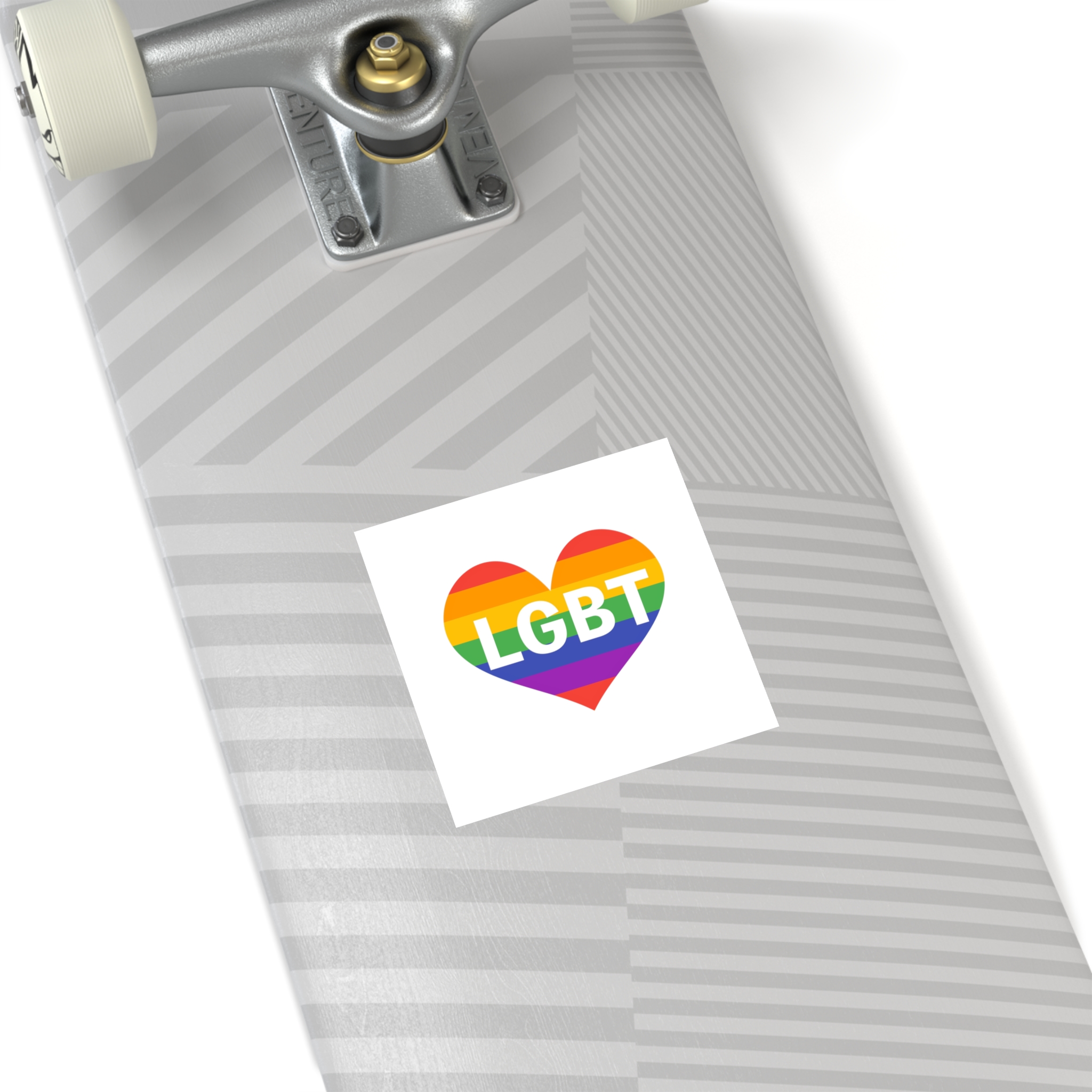 Lgbt Rainbow Colors Heart Mark Lgbt Letters Laminate Stickers Square - Image 32
