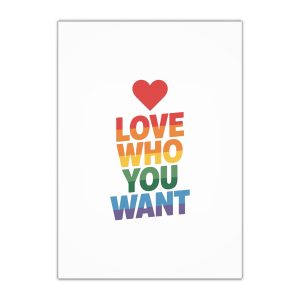 Rainbowcolored Text With Heart Symbol Saying Love Who You Want Gift Wrapping Paper Sheets 1pc