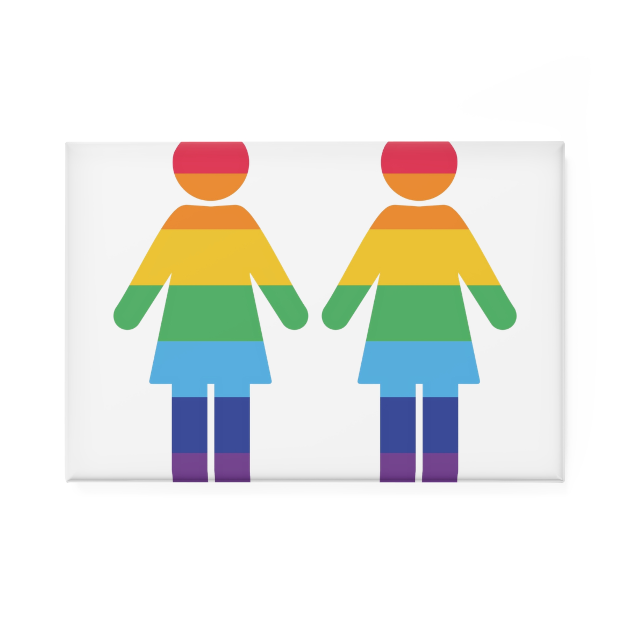 Lgbt Pride Two Lesbians Vector Icon Rainbow Colors Vector Illustration Button Magnet Rectangle 1 And 10 Pcs