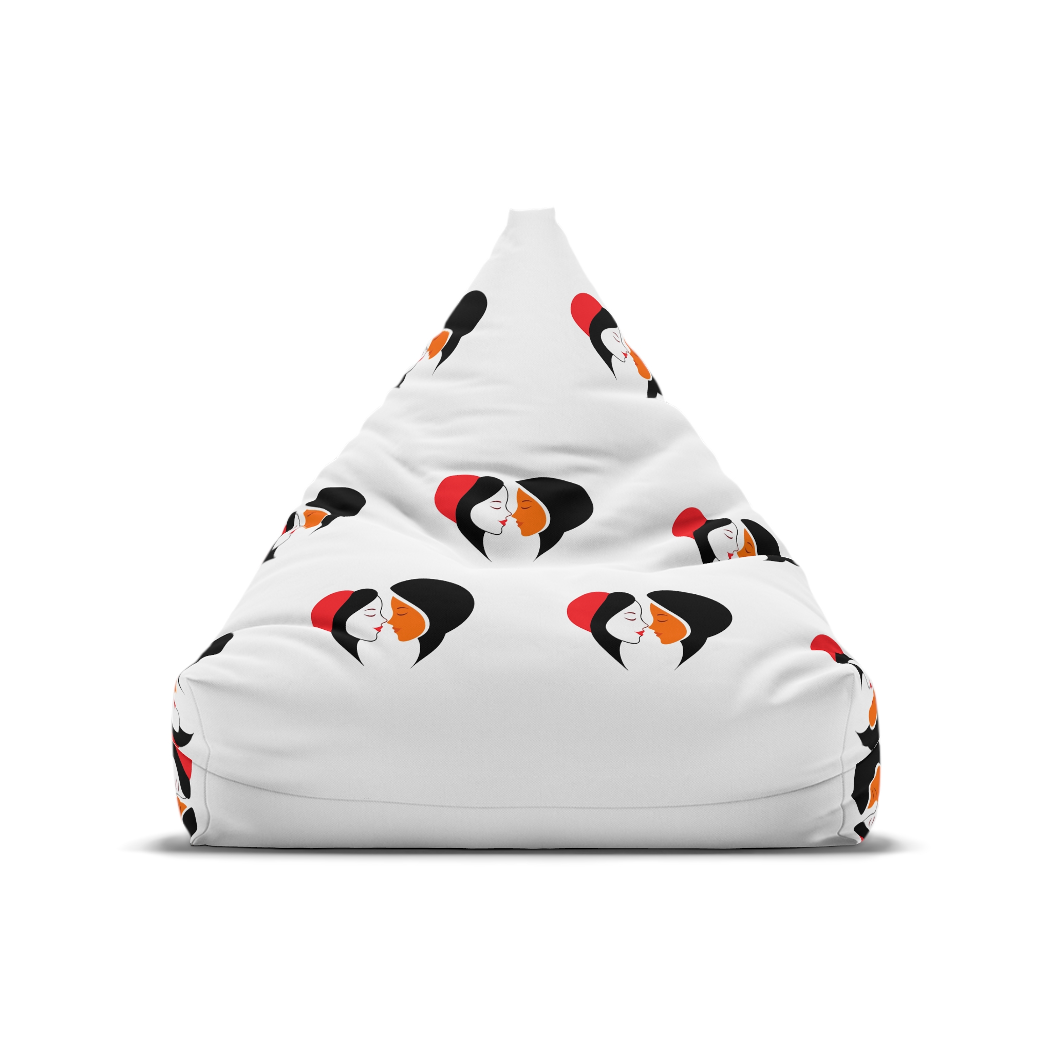 Celebrating Love Interracial Couple Heart Design Bean Bag Chair Cover - Image 5