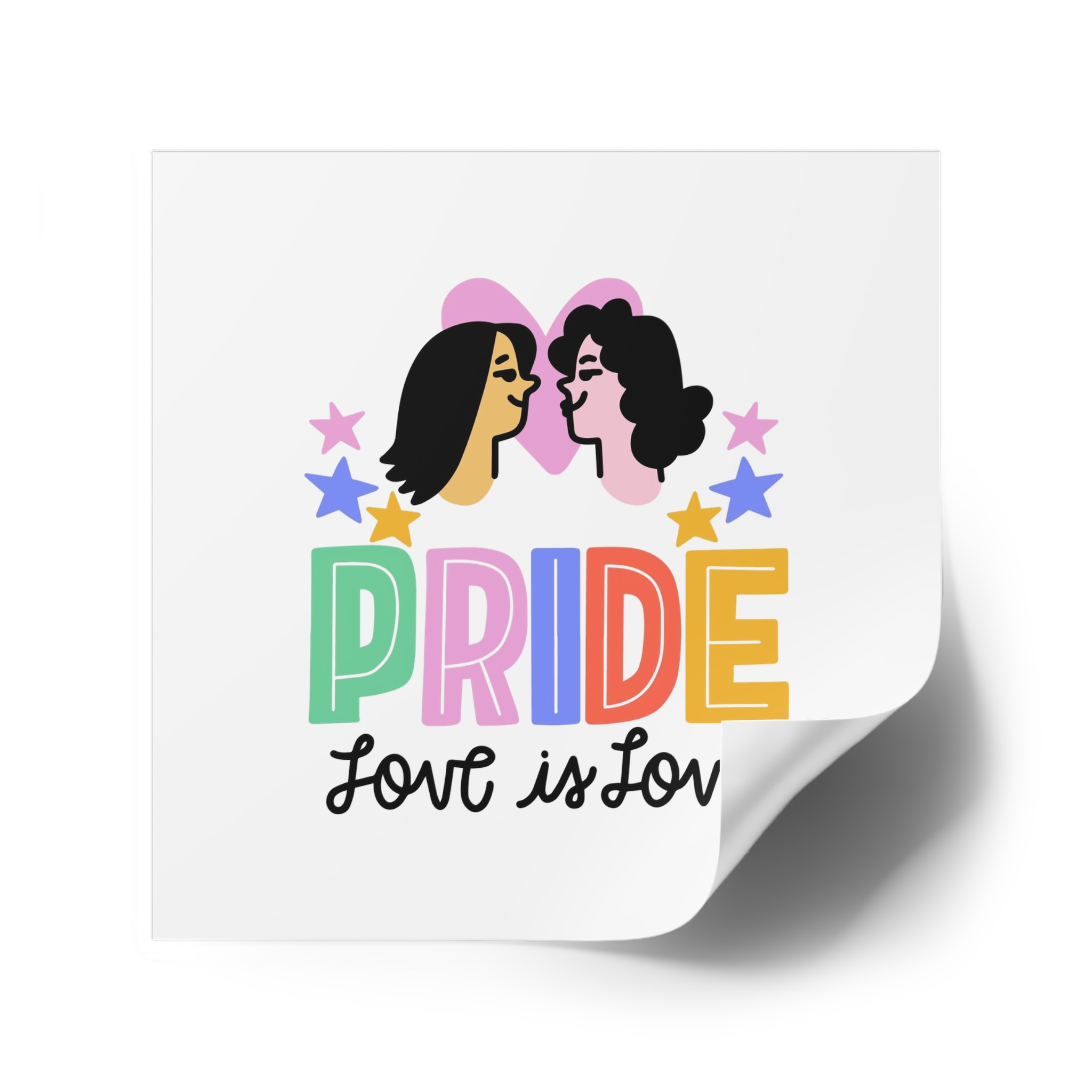 Pride Day Lettering With Lesbian Couple Laminate Stickers Square - Image 74