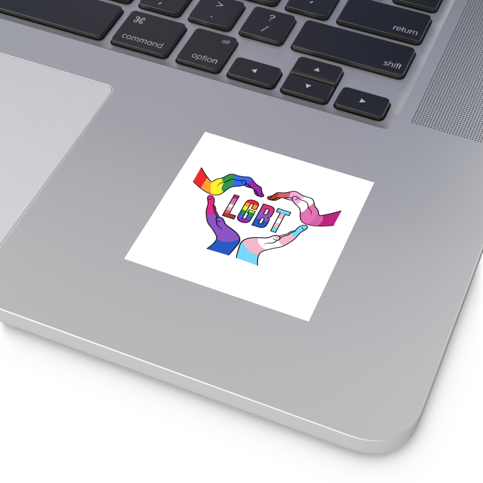 Lgbt Hands United Pride Month Rainbow Flag Vector Illustration Isolated White Background Laminate Stickers Square - Image 11