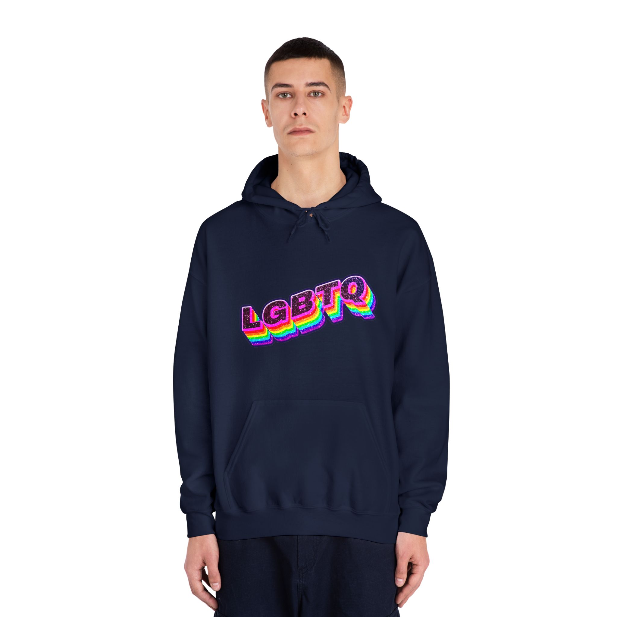 Lgbtq Rainbow 3d Png Typography Unisex Dryblend Hooded Sweatshirt - Image 31