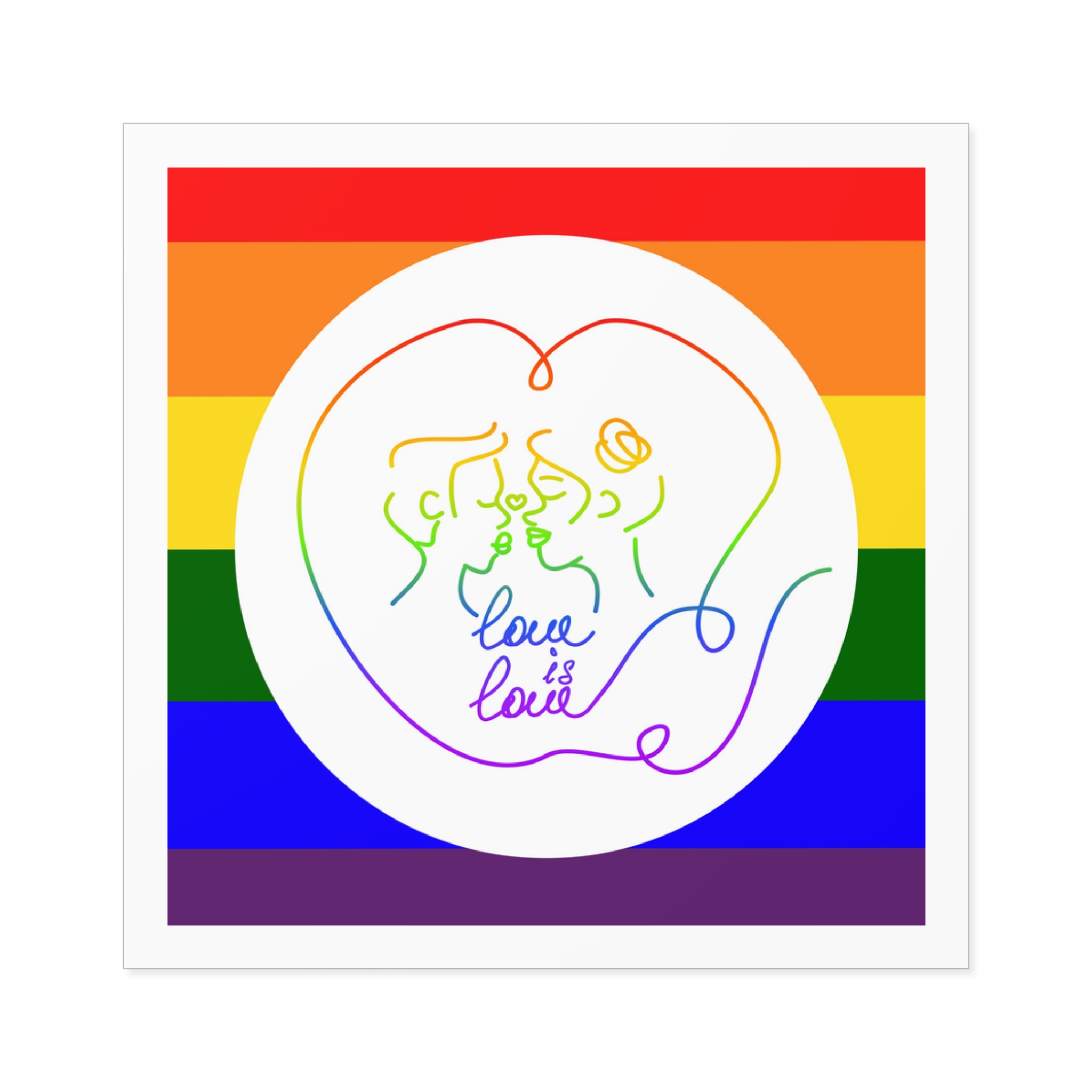 Poster With Kissing Woman Hand Lettering Love Is Love Theme Month Pride Lgbtq Love Background Laminate Stickers Square - Image 17