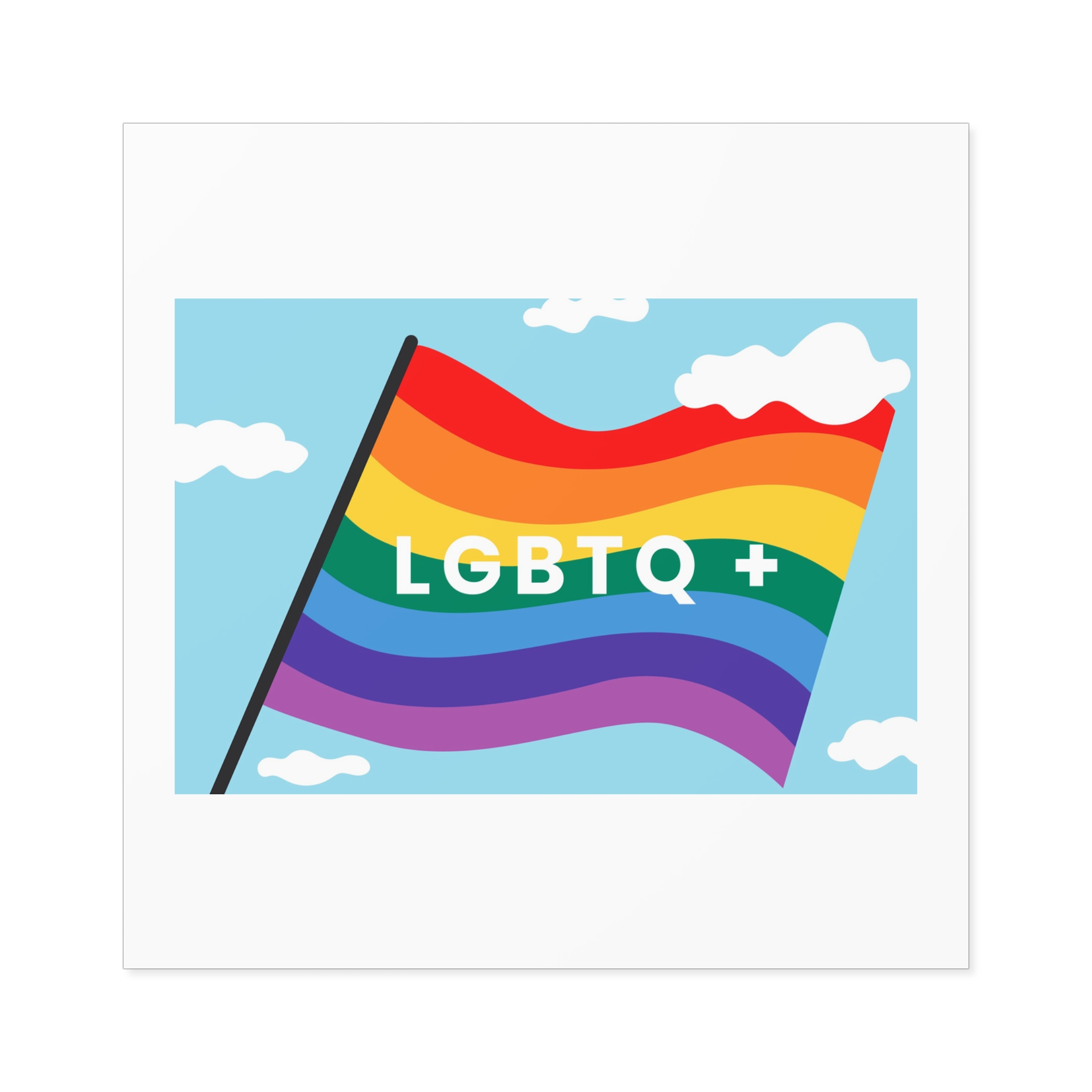 Rainbow Flag Banner Template Lgbtq Rights Laminate Stickers Square - Image 41