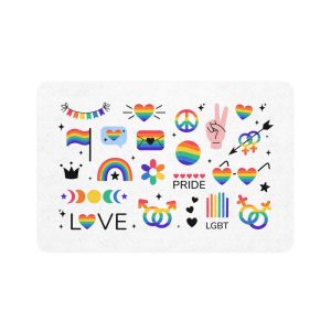 Lgbt Stickers Pack Doodle Style Lgbtq Set Lgbt Pride Community Symbols Rainbow Colored Element Pet Food Mat 12x18