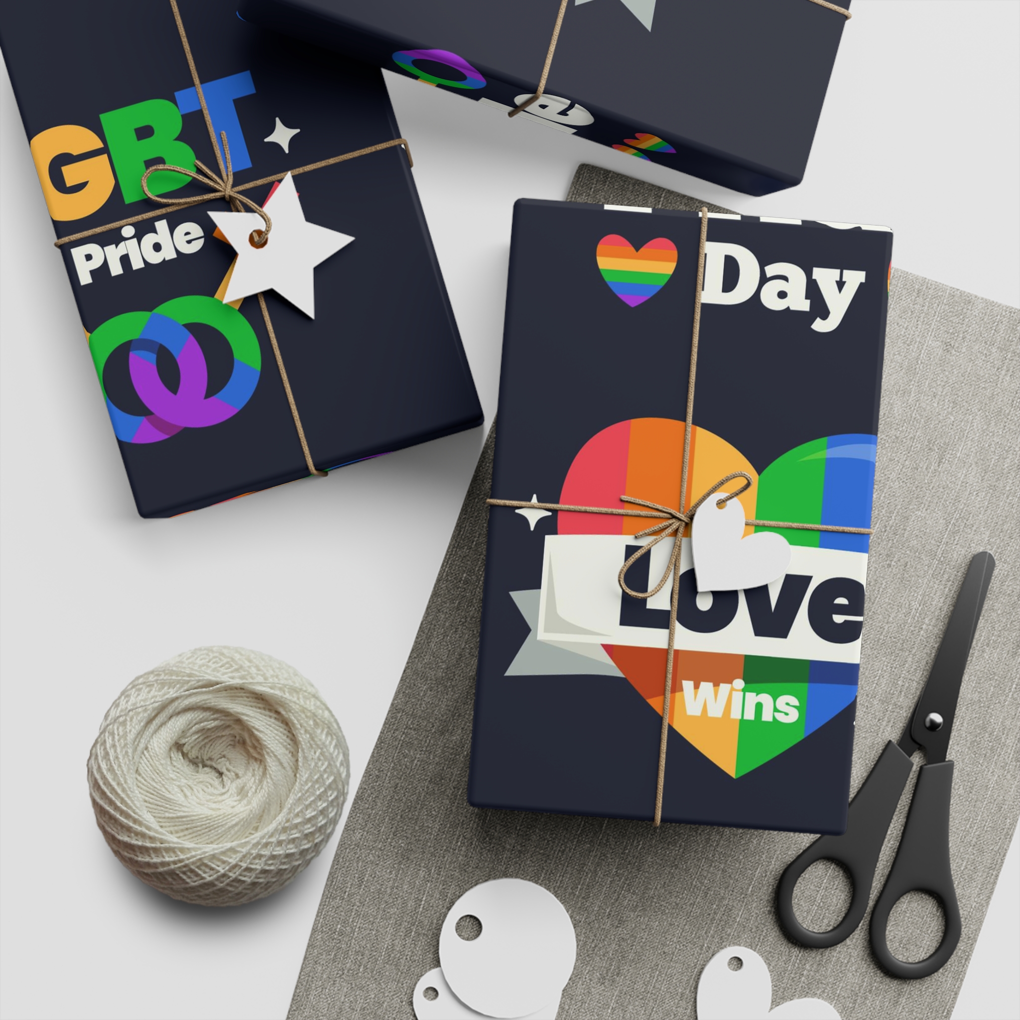 Flat Pride Day Badge Collection 3 Gift Wrapping Paper Sheets 1pc - Image 2