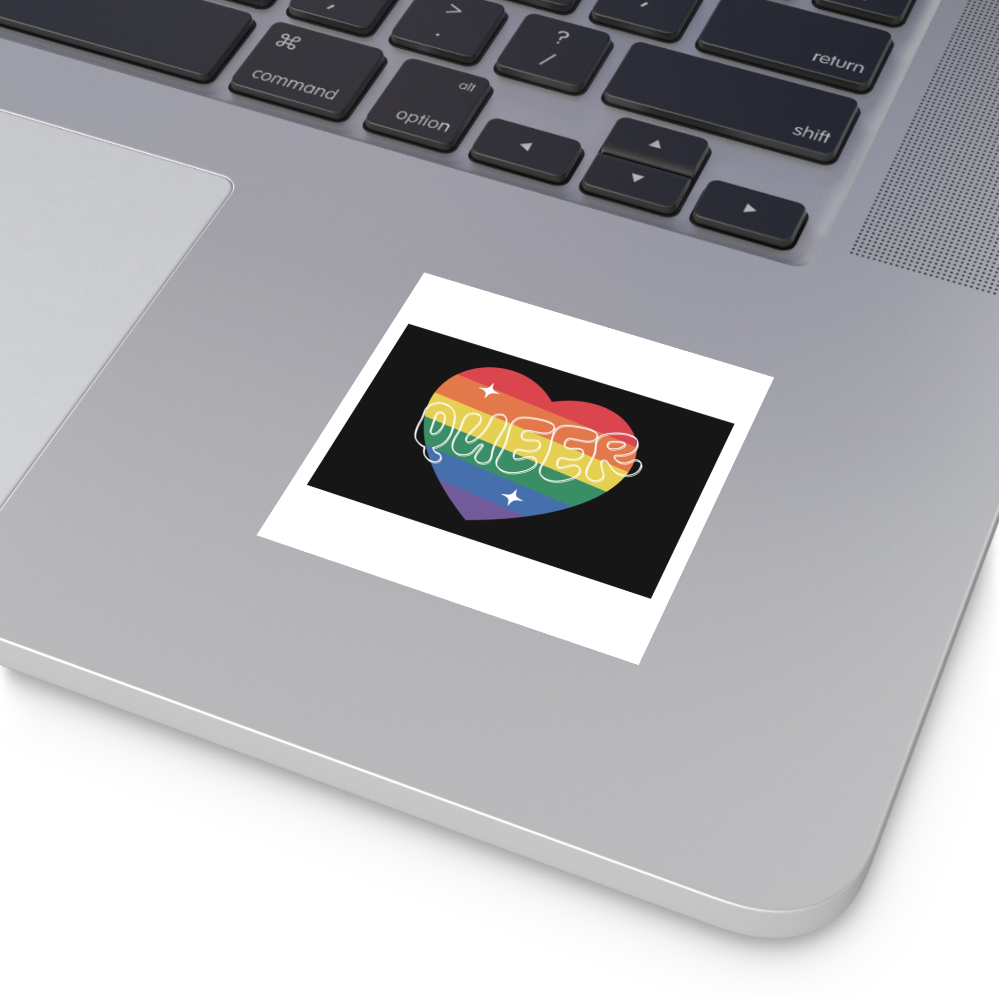 Queer Pride Heart Laminate Stickers Square - Image 3
