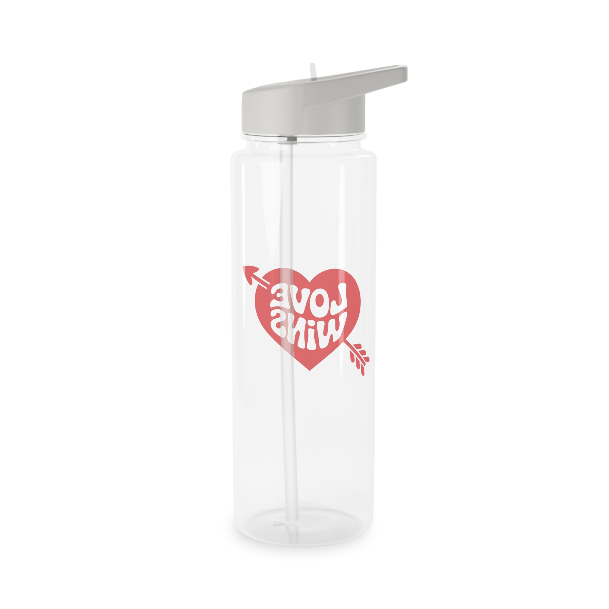 Love Wins Inscription Red Heart Pierced With Cupid39s Arrow Transparent Background Tritan Water Bottle - Image 6