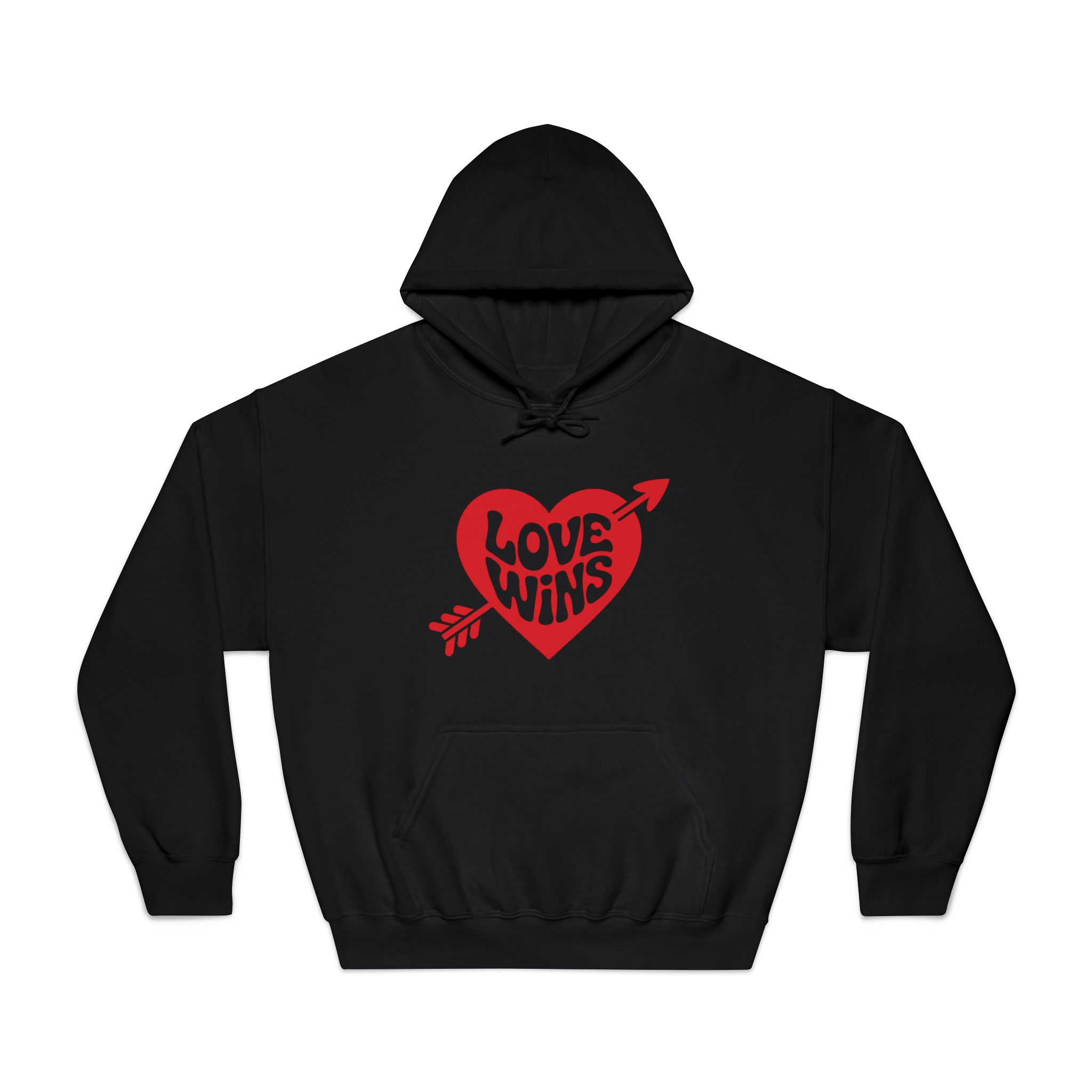 Love Wins Inscription Red Heart Pierced With Cupid39s Arrow Transparent Background Unisex Dryblend Hooded Sweatshirt - Image 9