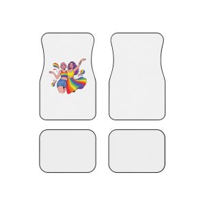Two Happy Women Celebrating Diversity Pride With Rainbow Colors Splashes Car Mats Set Of 4
