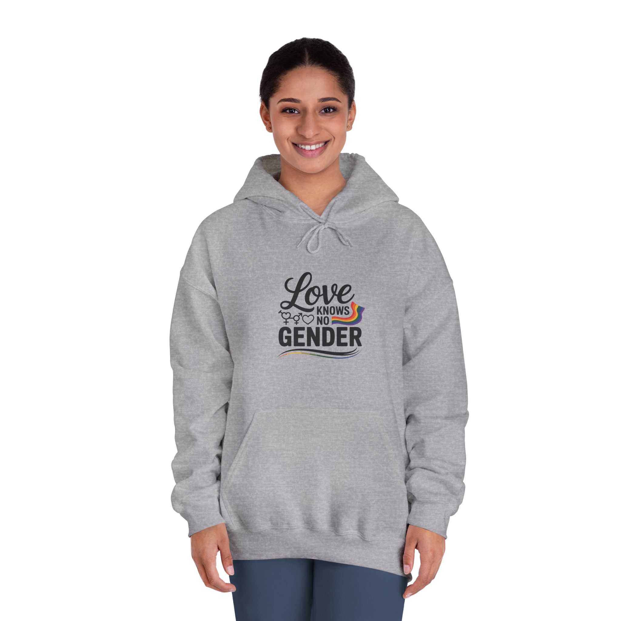 Love Knows No Gender T Shirt Design Isolated White Background Unisex Dryblend Hooded Sweatshirt - Image 16
