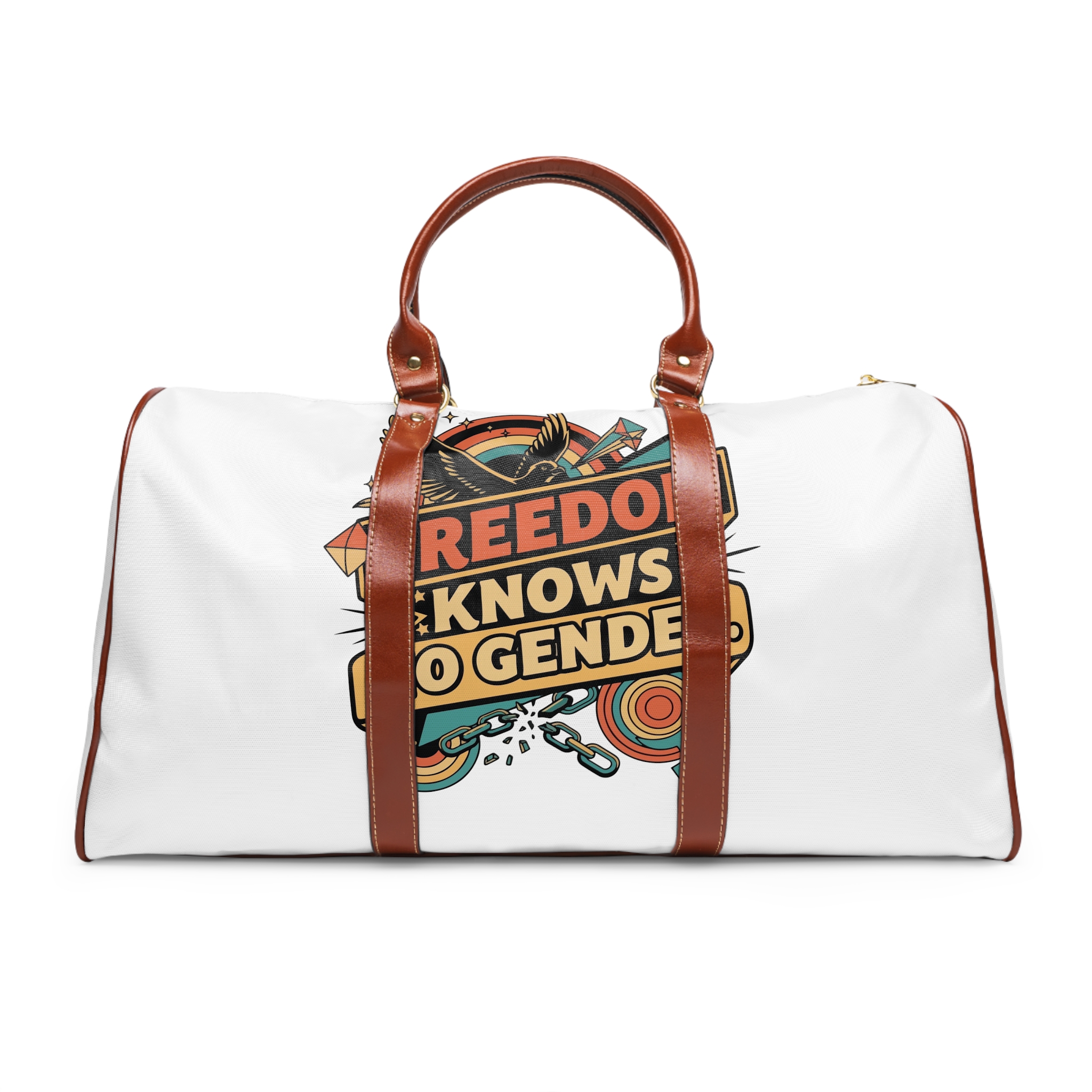 Freedom Knows No Gender Lgbtq Pride Retro Design Waterproof Travel Bag