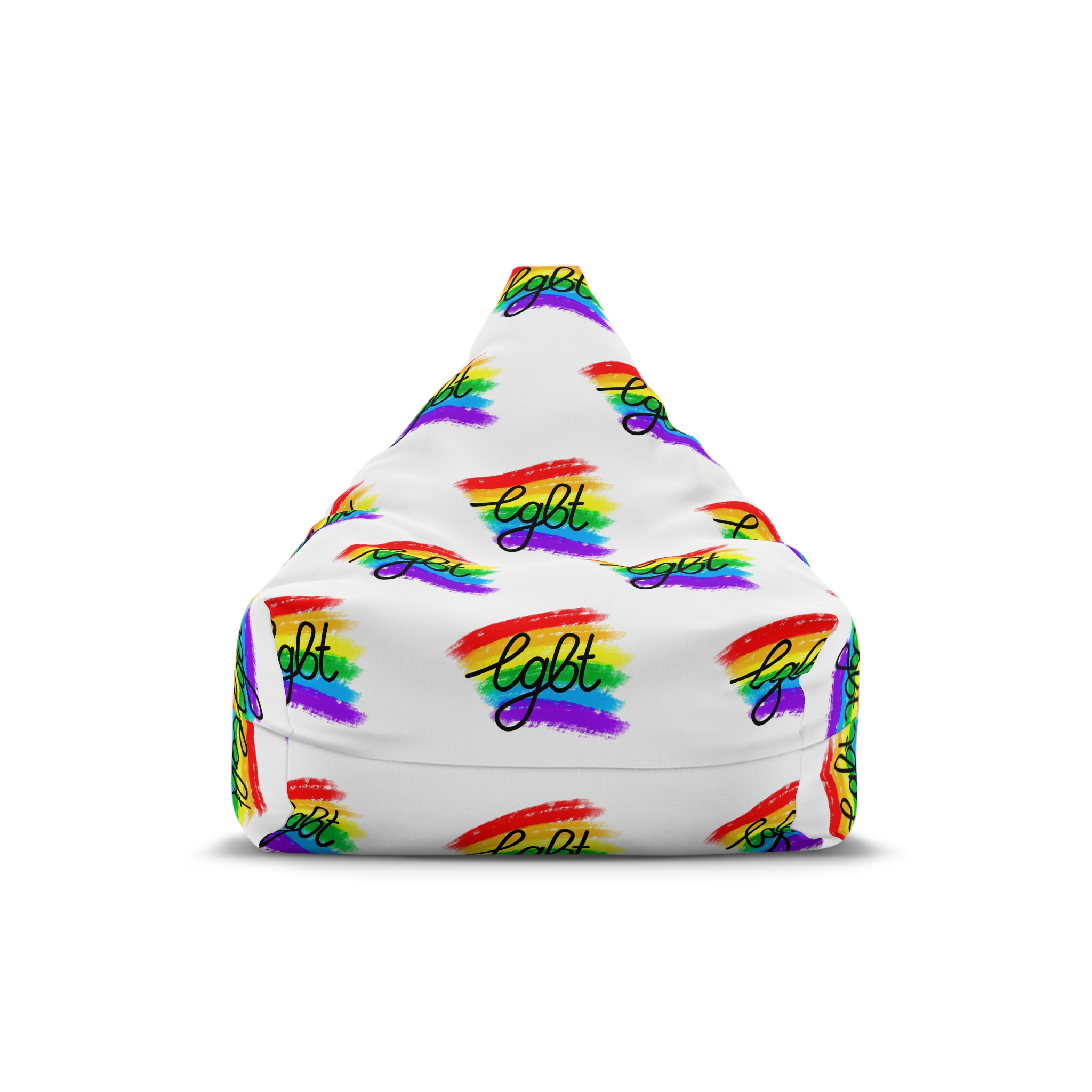 Lgbt Logo Vector Flat Illustration With Hand Drawn Watercolor Rainbow Flag Bean Bag Chair Cover