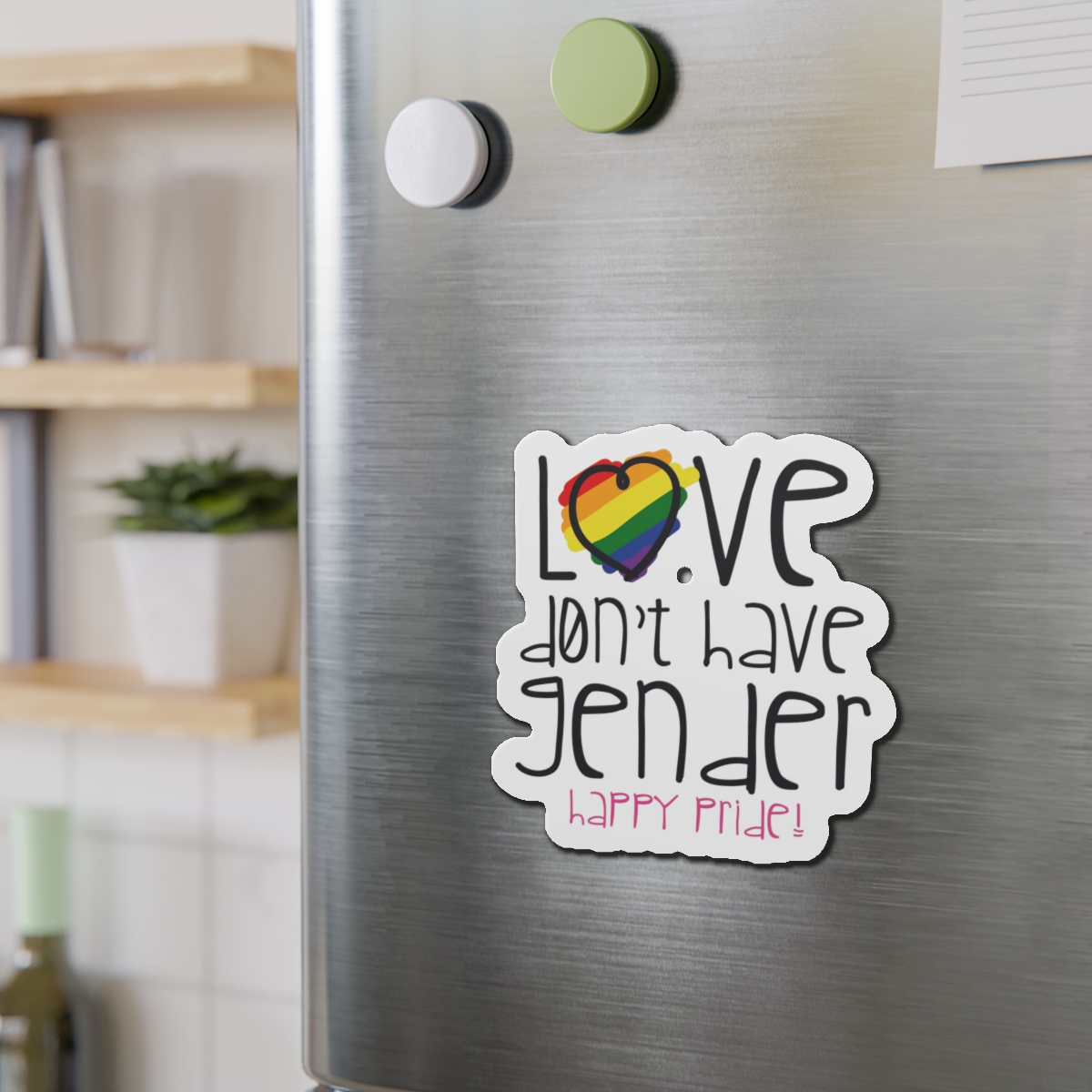 Design With Rainbow Colors Heart With Smile Encouraging Message Happy Pride Die Cut Magnets - Image 12