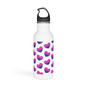 Vector Seamless Pattern Bisexual Flag Heart Stainless Steel Water Bottle