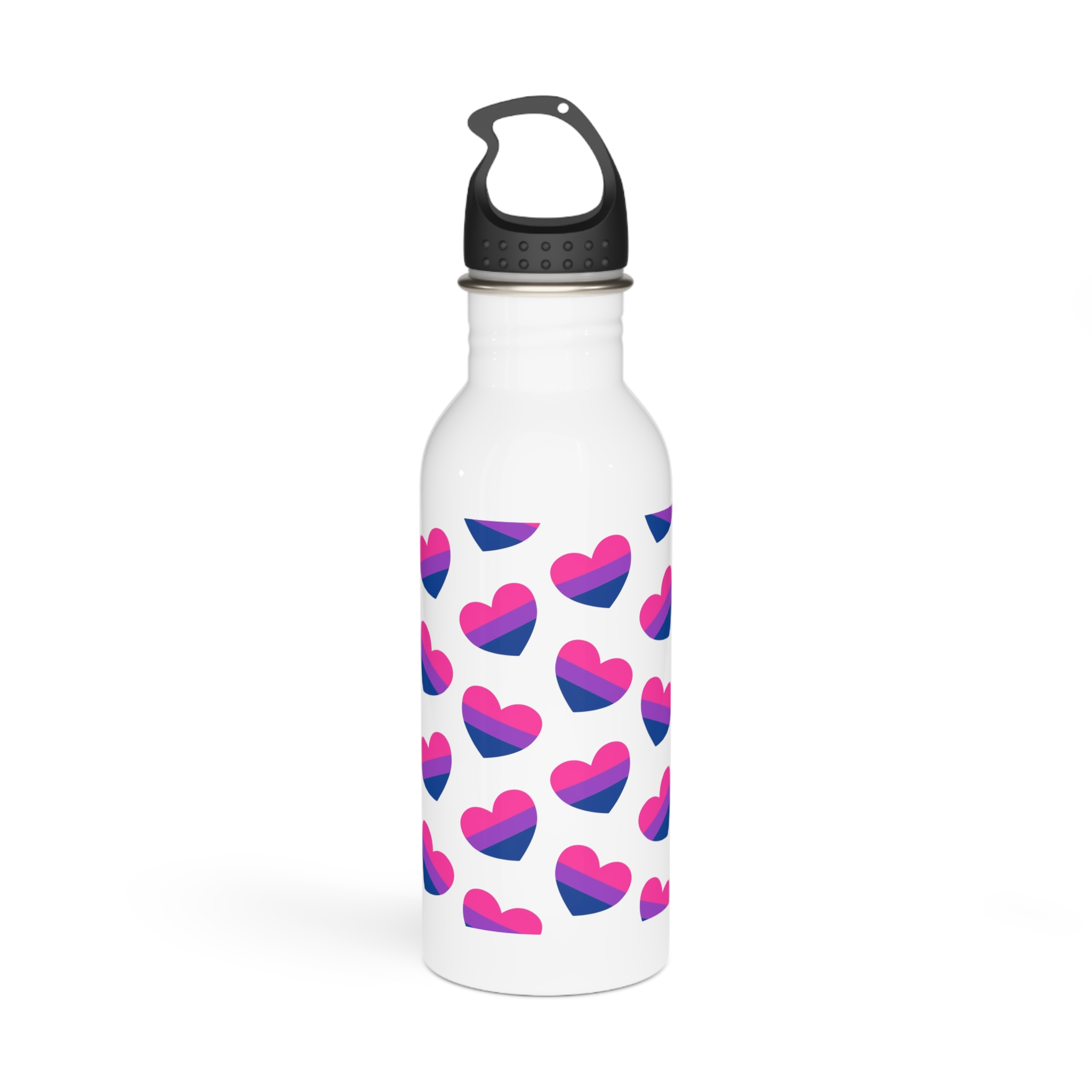 Vector Seamless Pattern Bisexual Flag Heart Stainless Steel Water Bottle