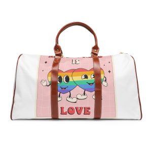 Lgbtq Pride Month Retro Groovy Poster Social Media Post Template With Rainbow Heart Waterproof Travel Bag