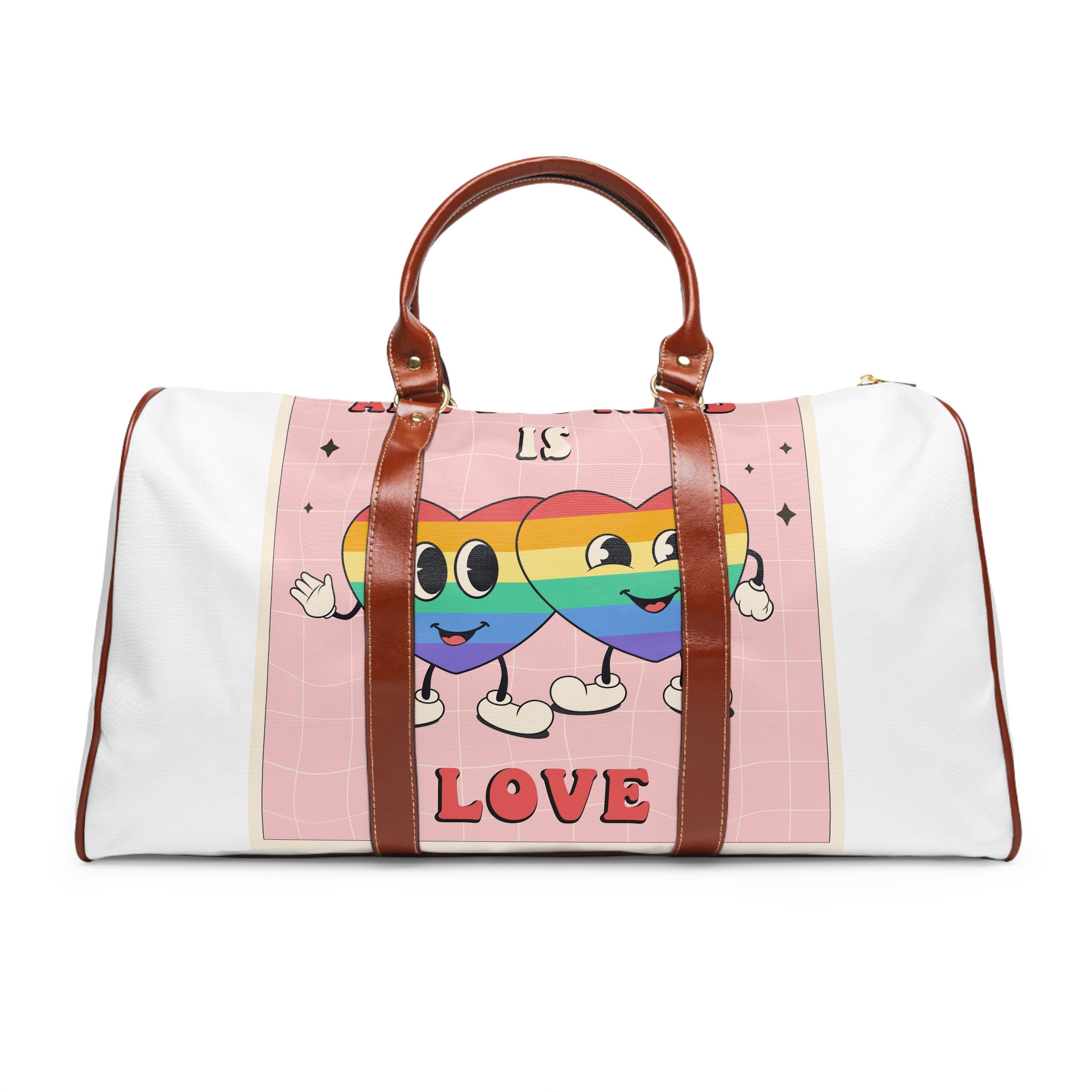 Lgbtq Pride Month Retro Groovy Poster Social Media Post Template With Rainbow Heart Waterproof Travel Bag