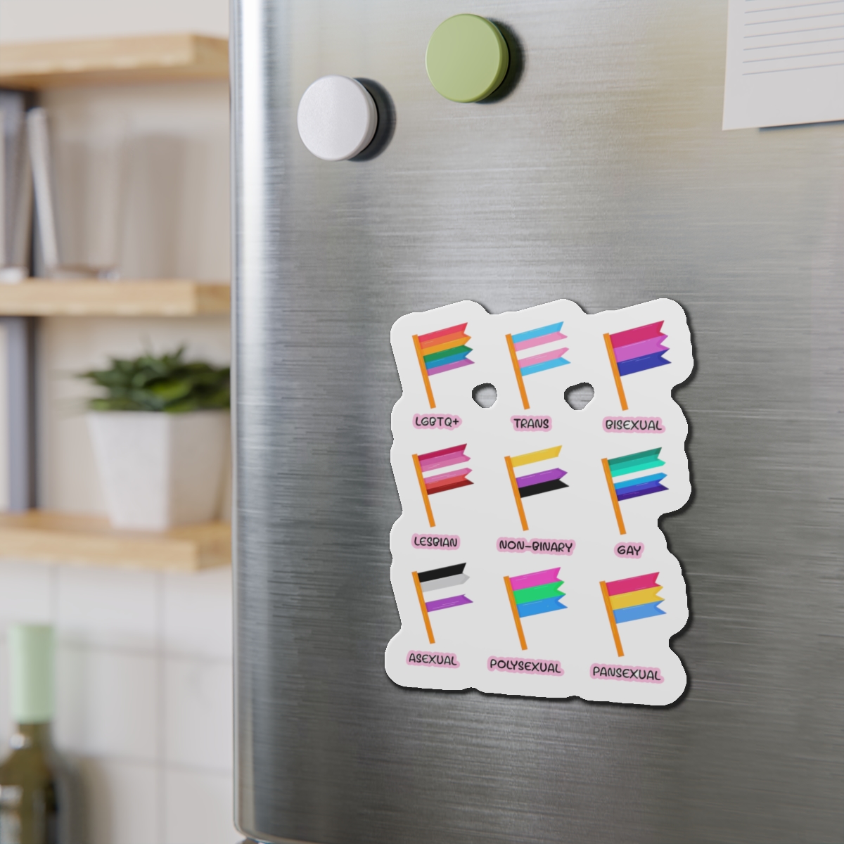 Cute Hand Drawn Set Lgbtq Pride Flags With Names Lgbtq Trans Bisexual Lesbian Nonbinary Asexual Die Cut Magnets - Image 15