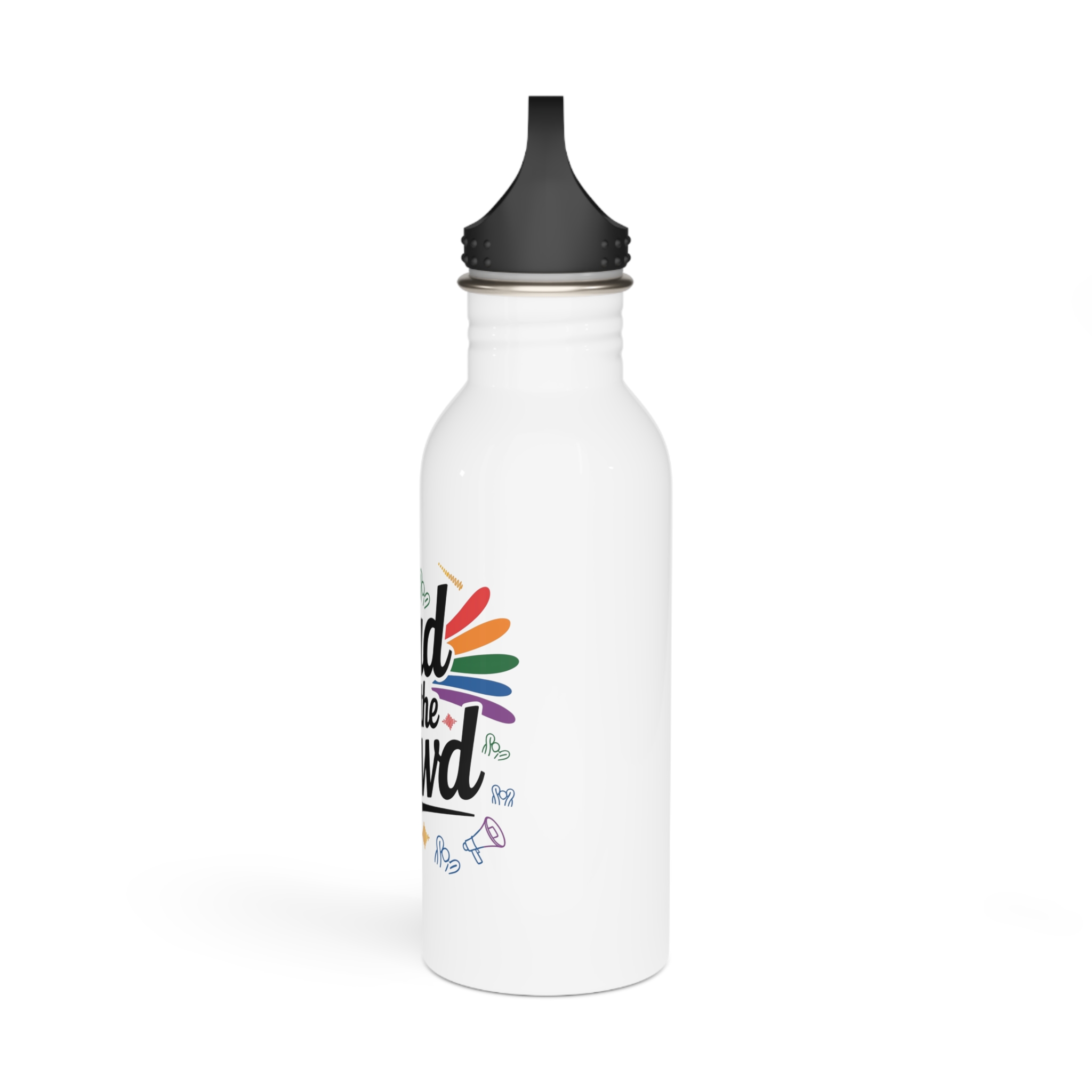 Loud Crowd T Shirt Design Isolated White Background 2 Stainless Steel Water Bottle - Image 4