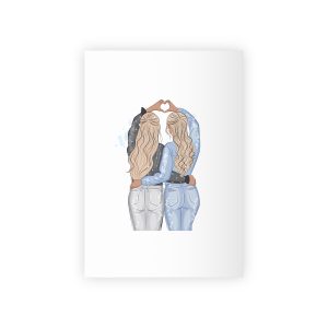 Two Girls Friends Sister Friends With Long Hair Hugging Friendship Day Print Valentine Vector(1) Gift Wrapping Paper Rolls 1pc