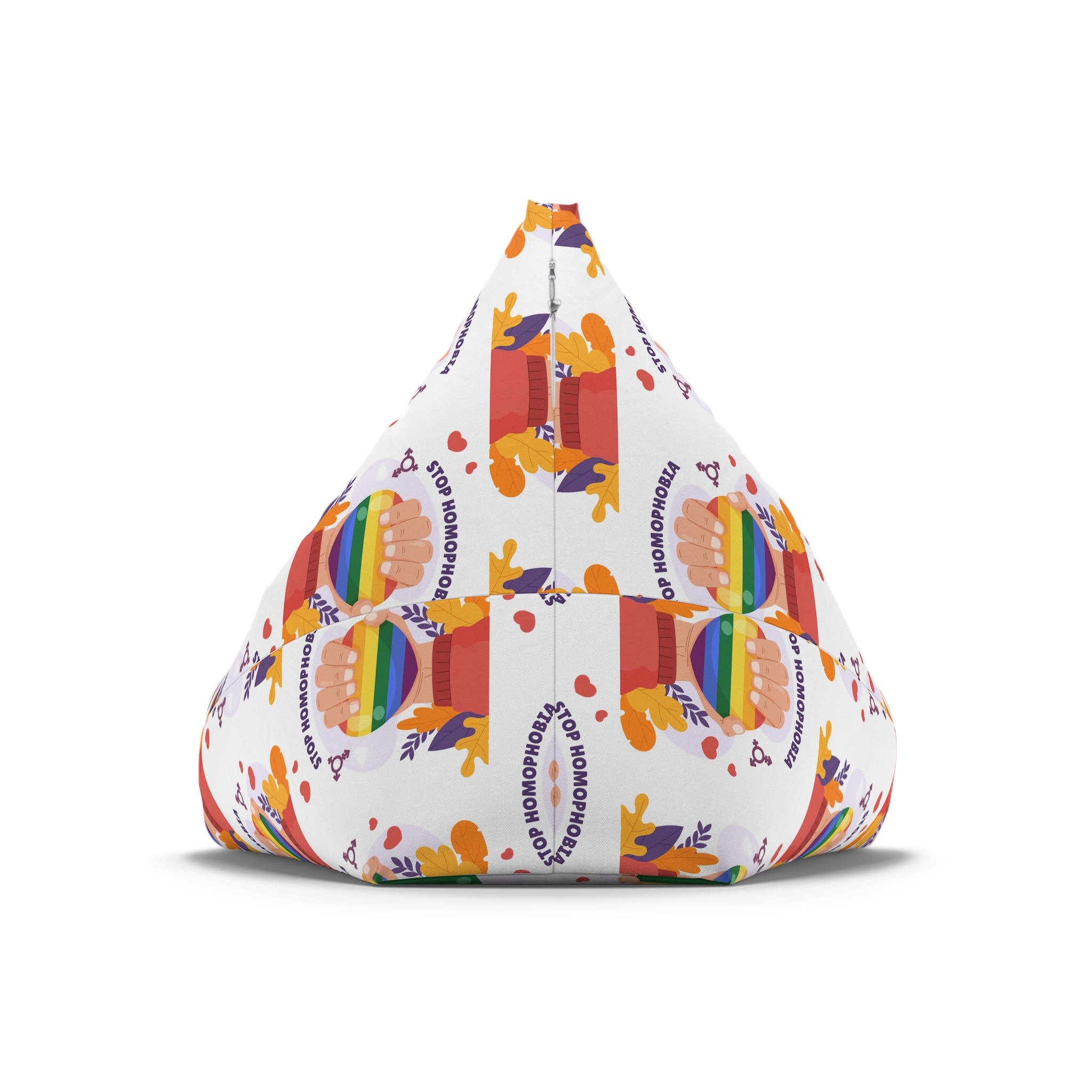 Hand Drawn Stop Homophobia Concept Illustrated Bean Bag Chair Cover - Image 6