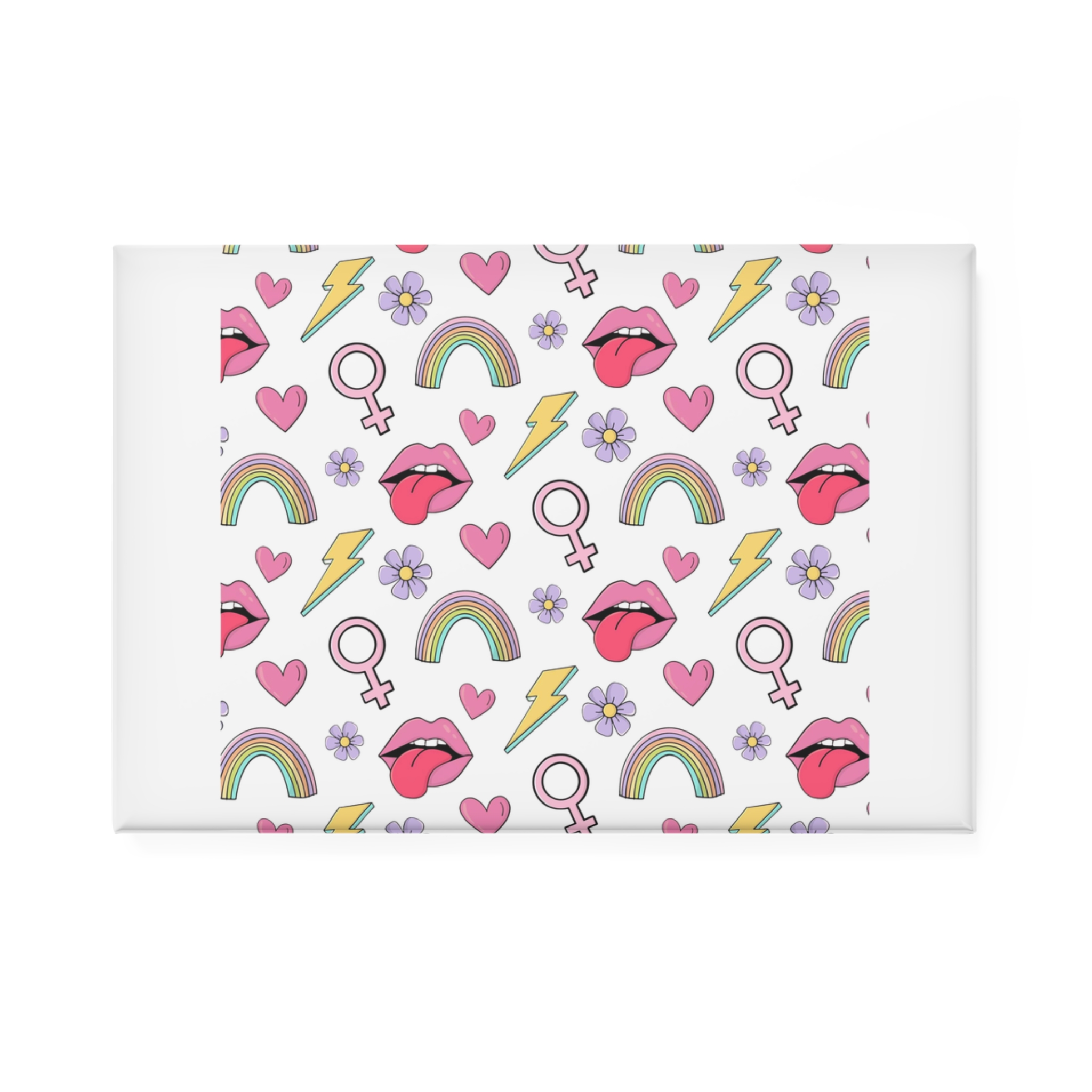 Colorful Seamless Pattern With Feminist Pride Symbols Button Magnet Rectangle 1 And 10 Pcs - Image 5