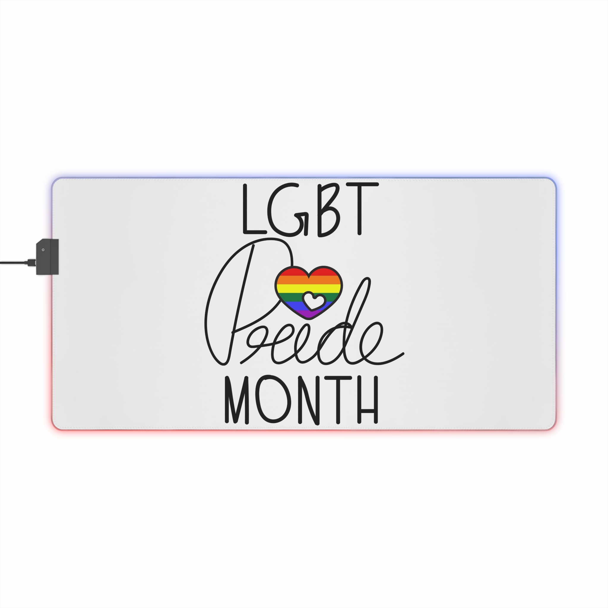 Vector Illustration Lgbt Pride Month Hand Written Calligraphy Transparent Background - Led Gaming Mouse Pad - Image 5