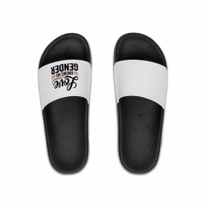 Love Knows No Gender T Shirt Design Isolated White Background 2 Mens Slide Sandals