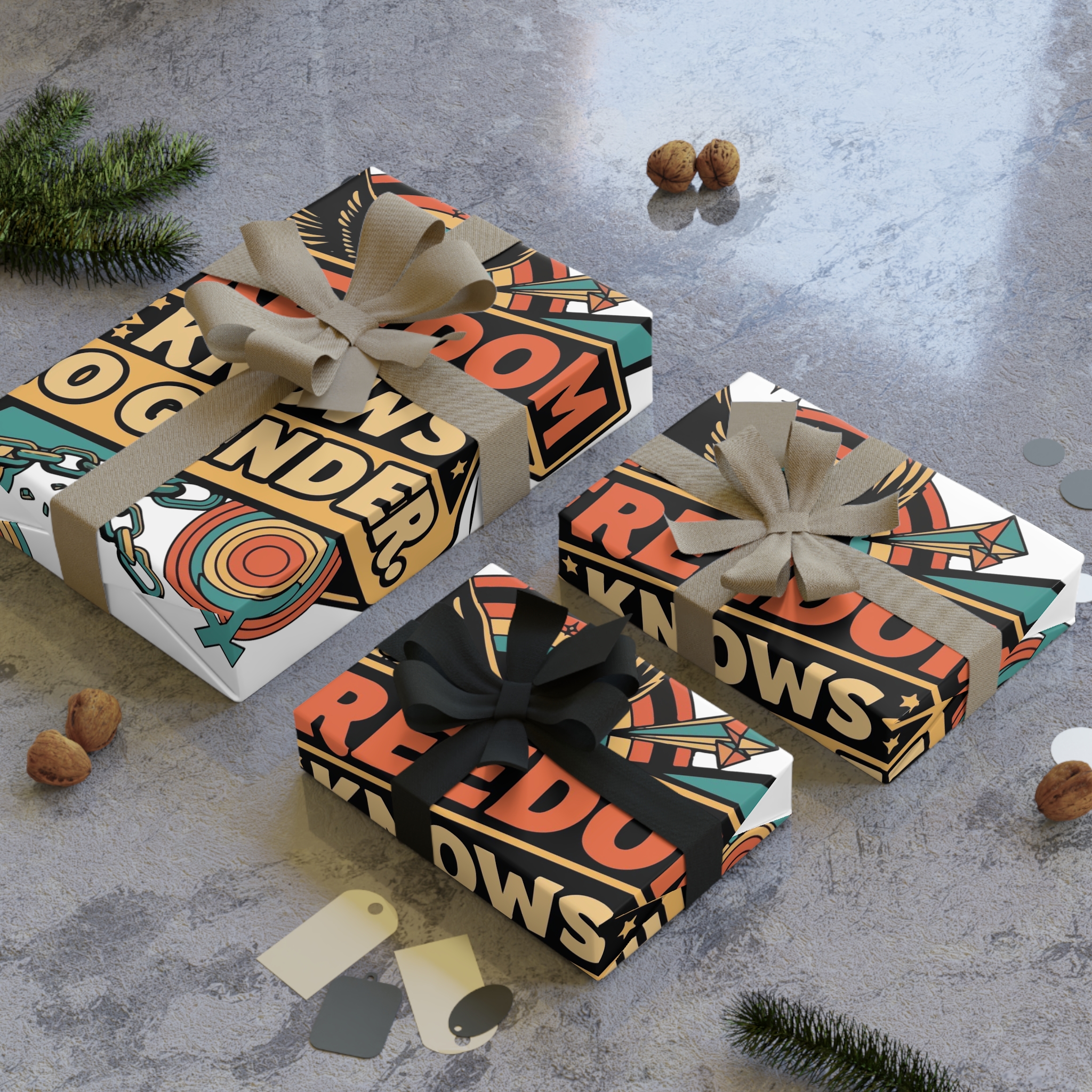 Freedom Knows No Gender Lgbtq Pride Retro Design Gift Wrapping Paper Rolls 1pc - Image 4