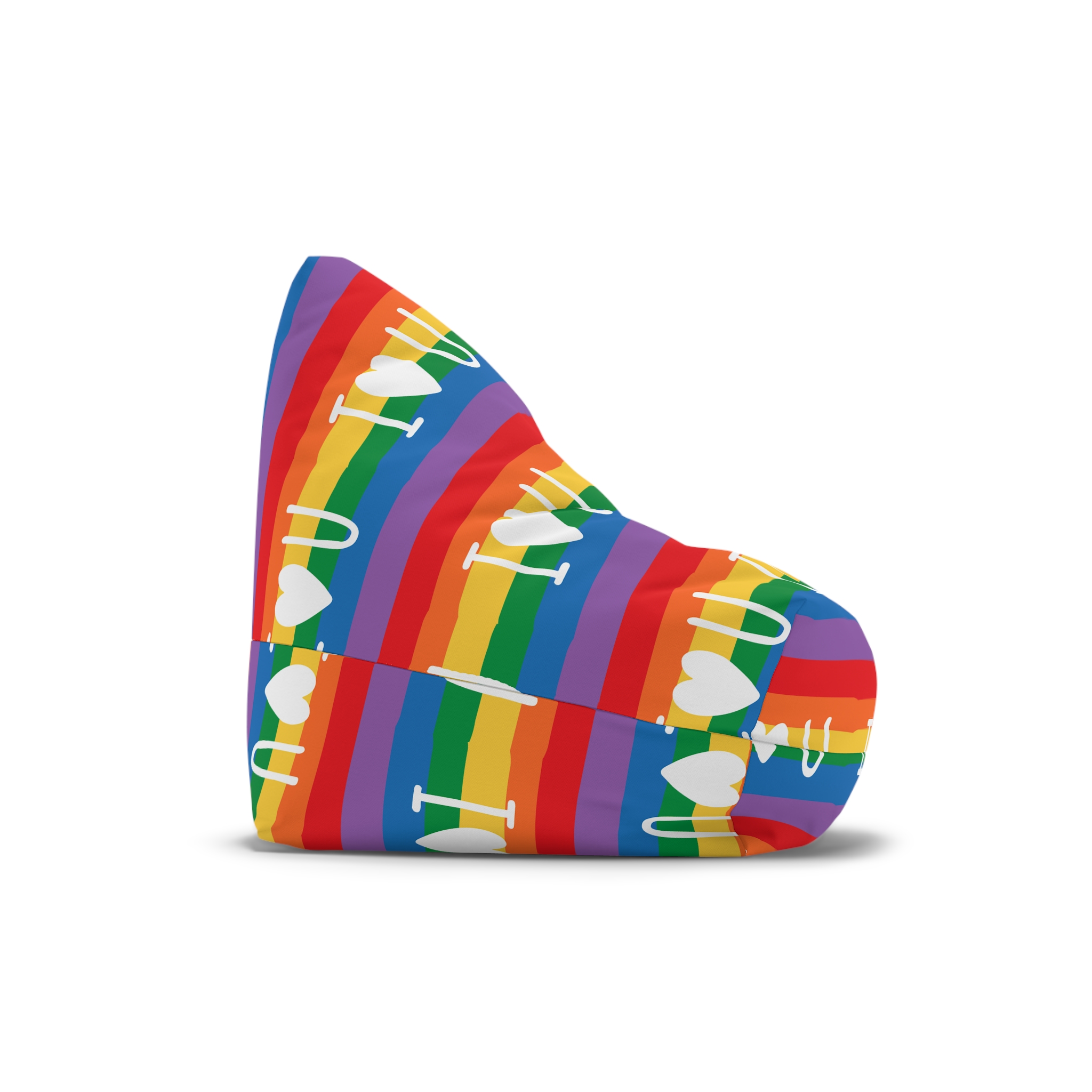 Vibrant Rainbow Flag With I Love You Heart Message Bean Bag Chair Cover - Image 3