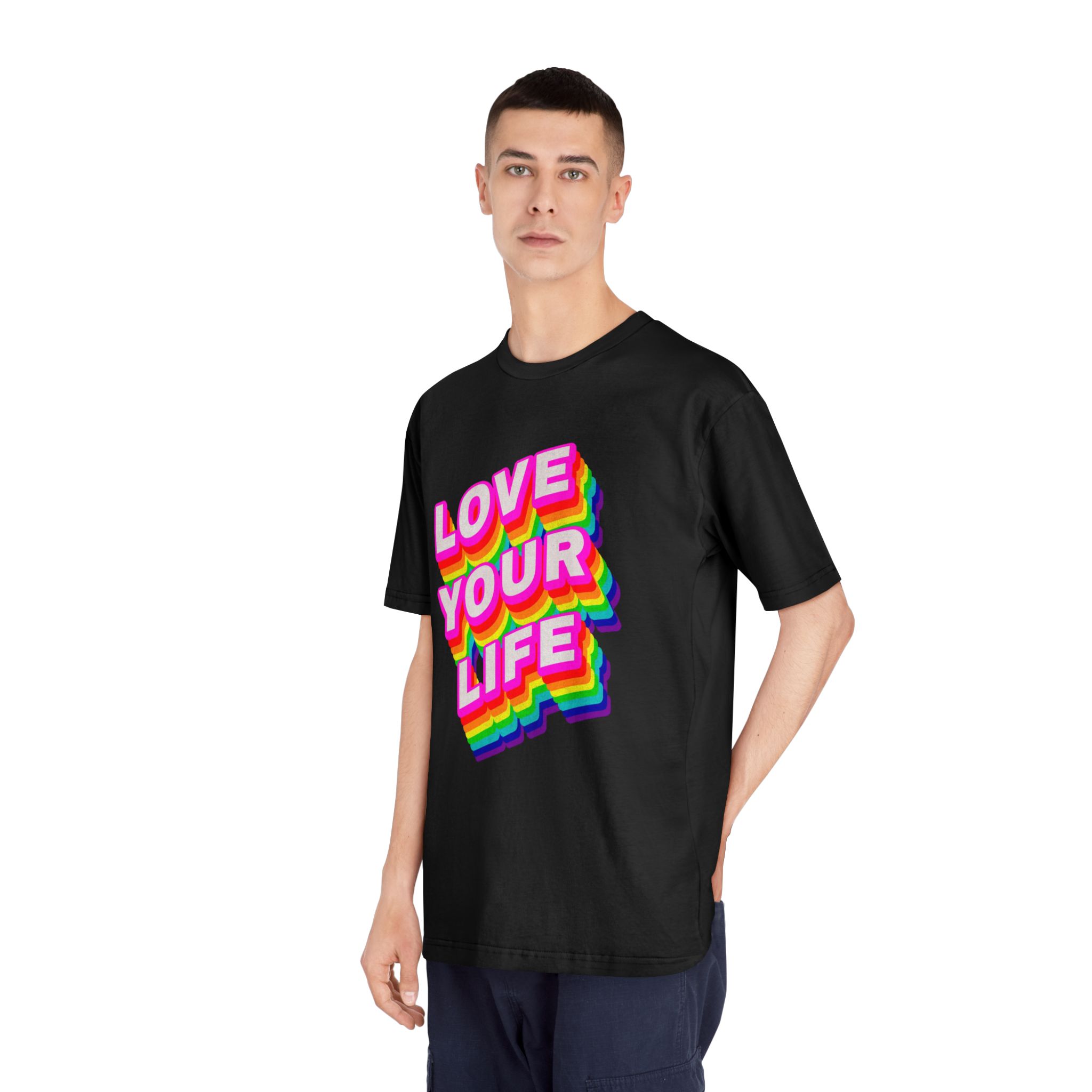 Rainbow Word Love Your Life Typography Design Element - Unisex Classic Crewneck T Shirt - Image 8