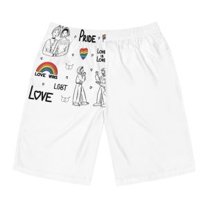 Engraving Hand Drawn Set Lgbt Elements Pride Collection Mens Board Shorts Aop
