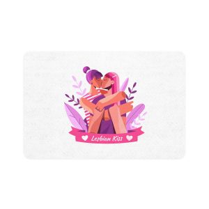 Flat Lesbian Kiss Illustrated Pet Food Mat 12x18