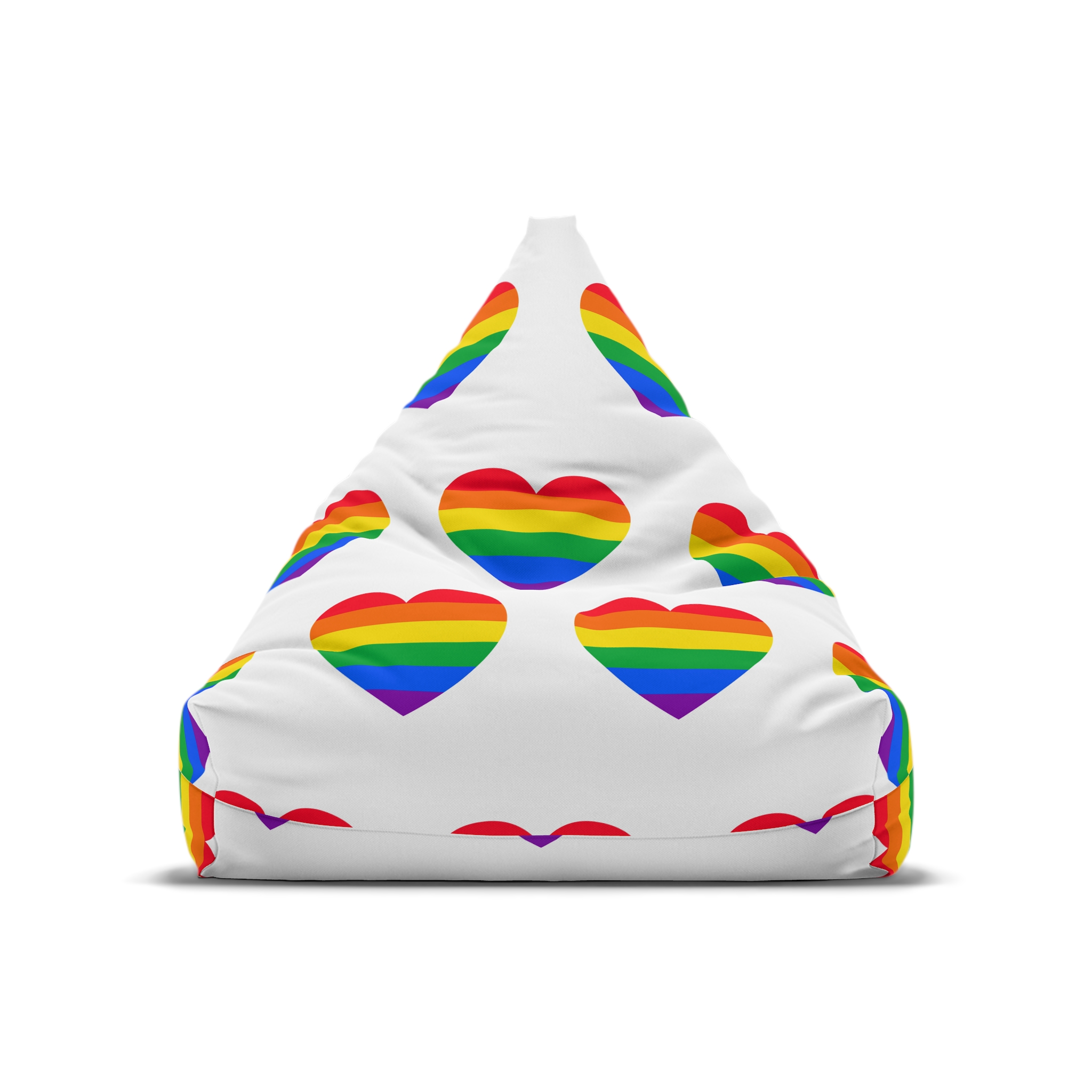 Gay Pride Flat Heart Shape Bean Bag Chair Cover - Image 5